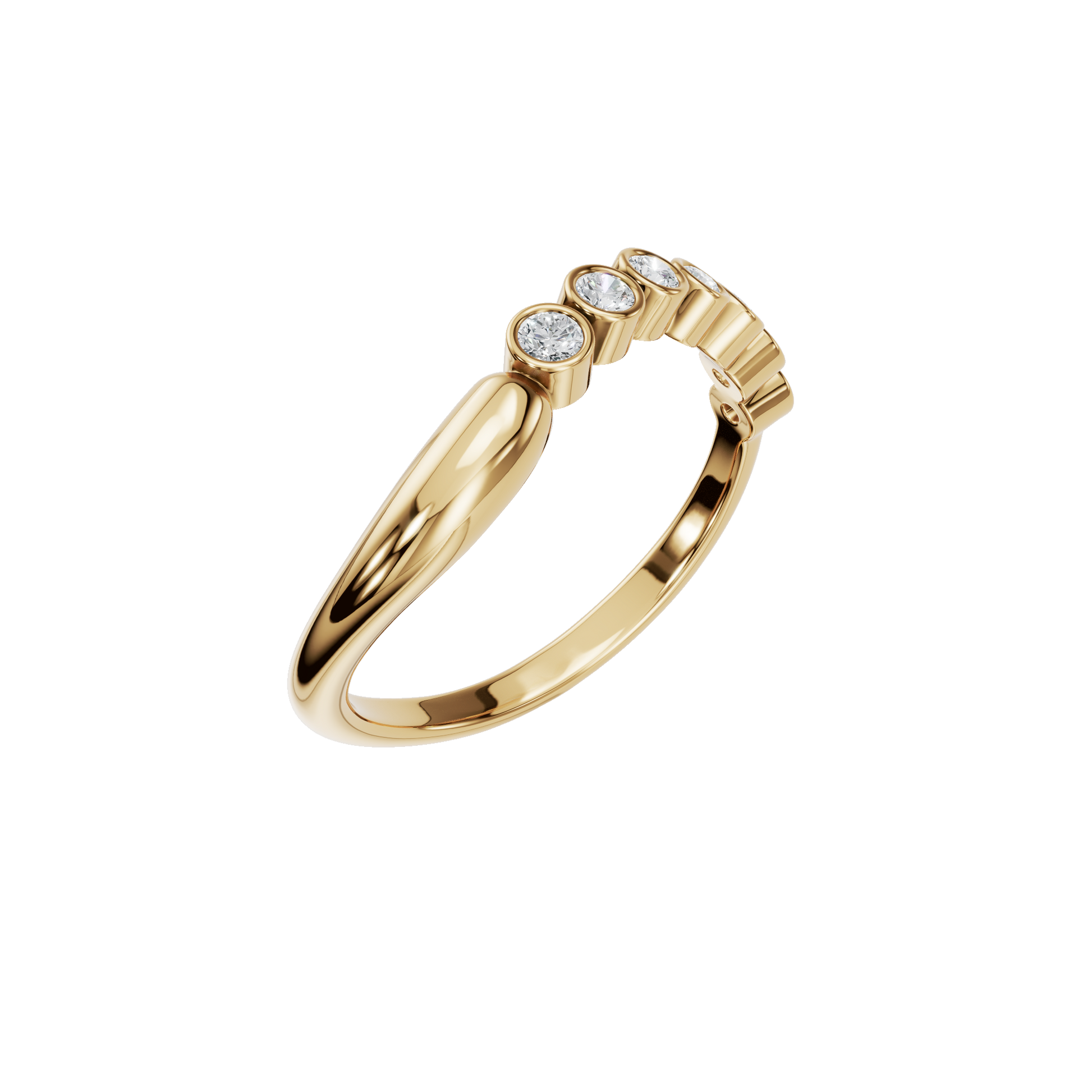 Round Diamond Bezel Set Ring in Gold | Minimal Elegant Diamond Stackable Ring