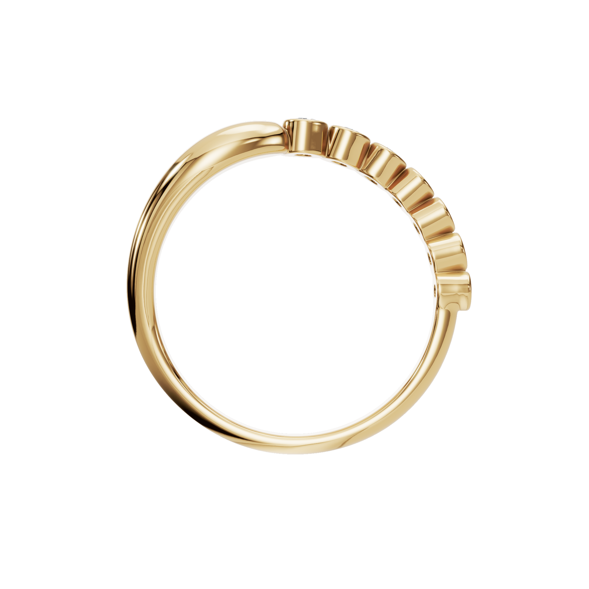 Round Diamond Bezel Set Ring in Gold | Minimal Elegant Diamond Stackable Ring
