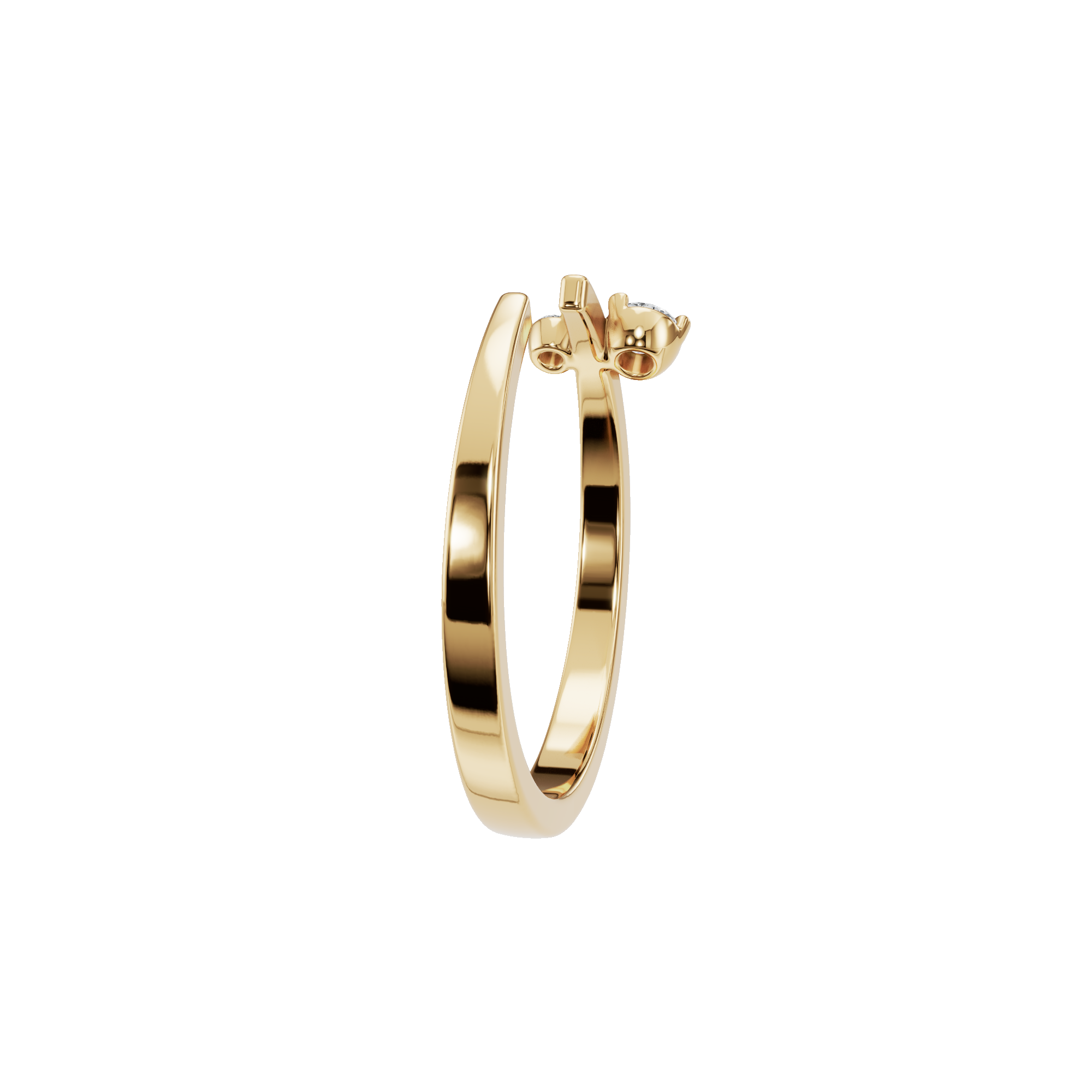 Round Diamond Minimalist Open Ring in Gold | Elegant Fine Jewelry Band