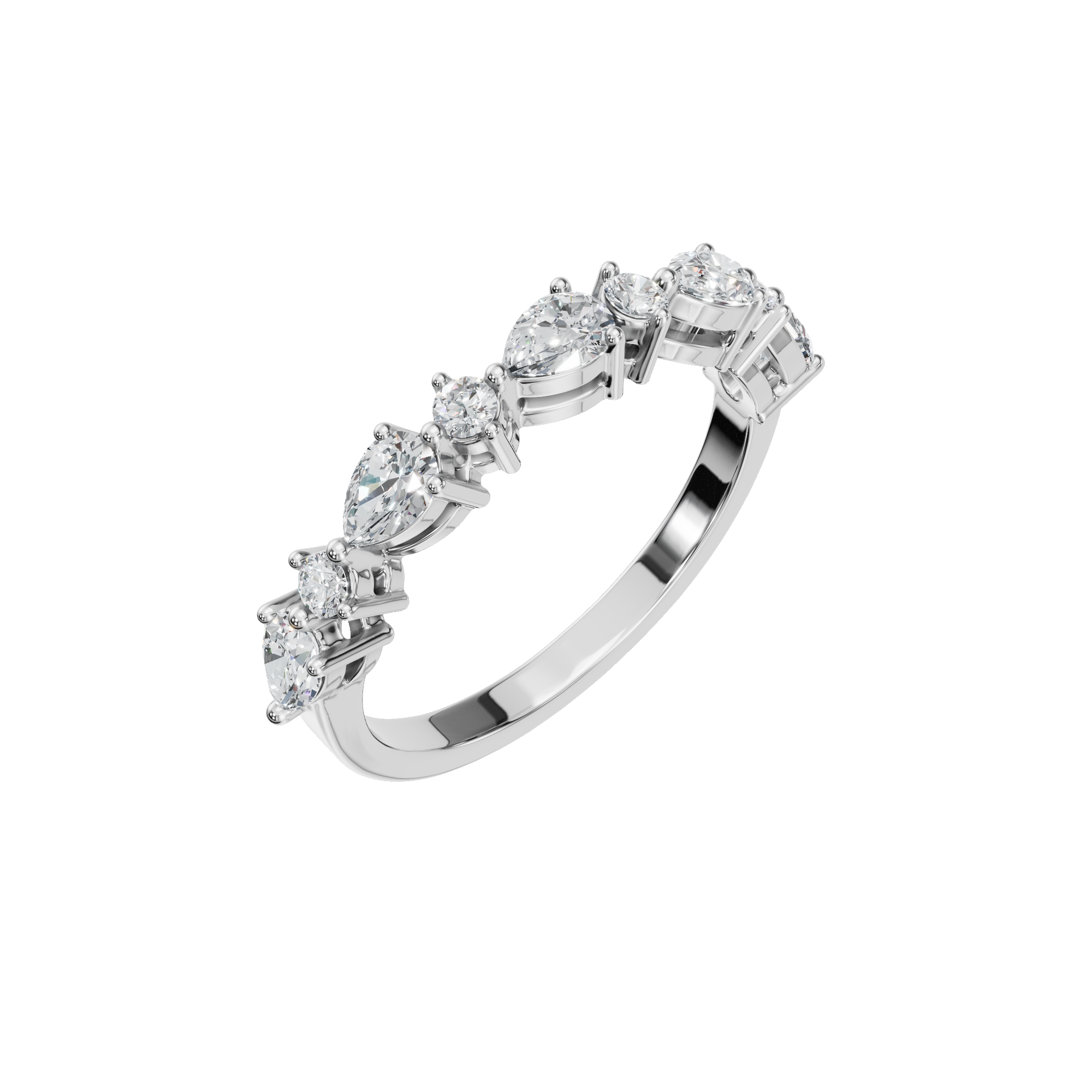 Pear Cut Lab Grown Diamond Wedding Band