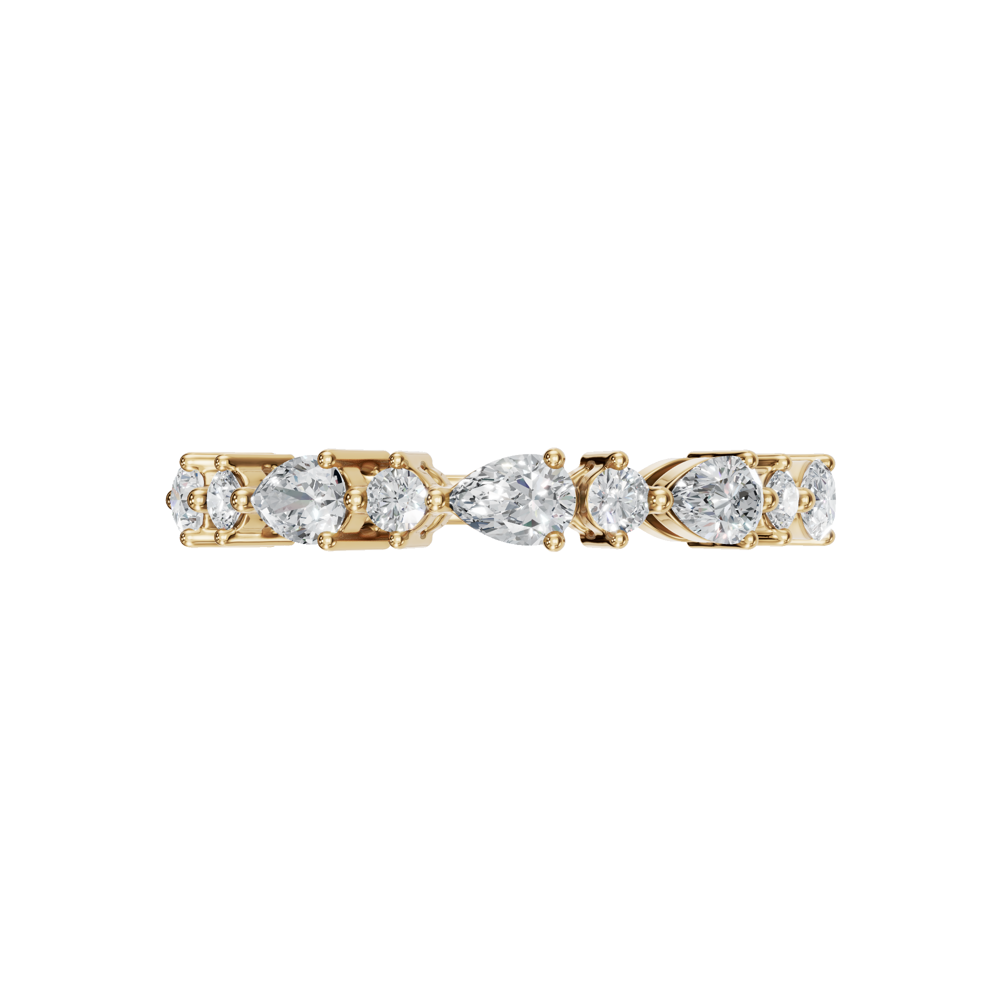 0.62 CTW Round & Pear Diamond Ring – Elegant Gold Stackable Band