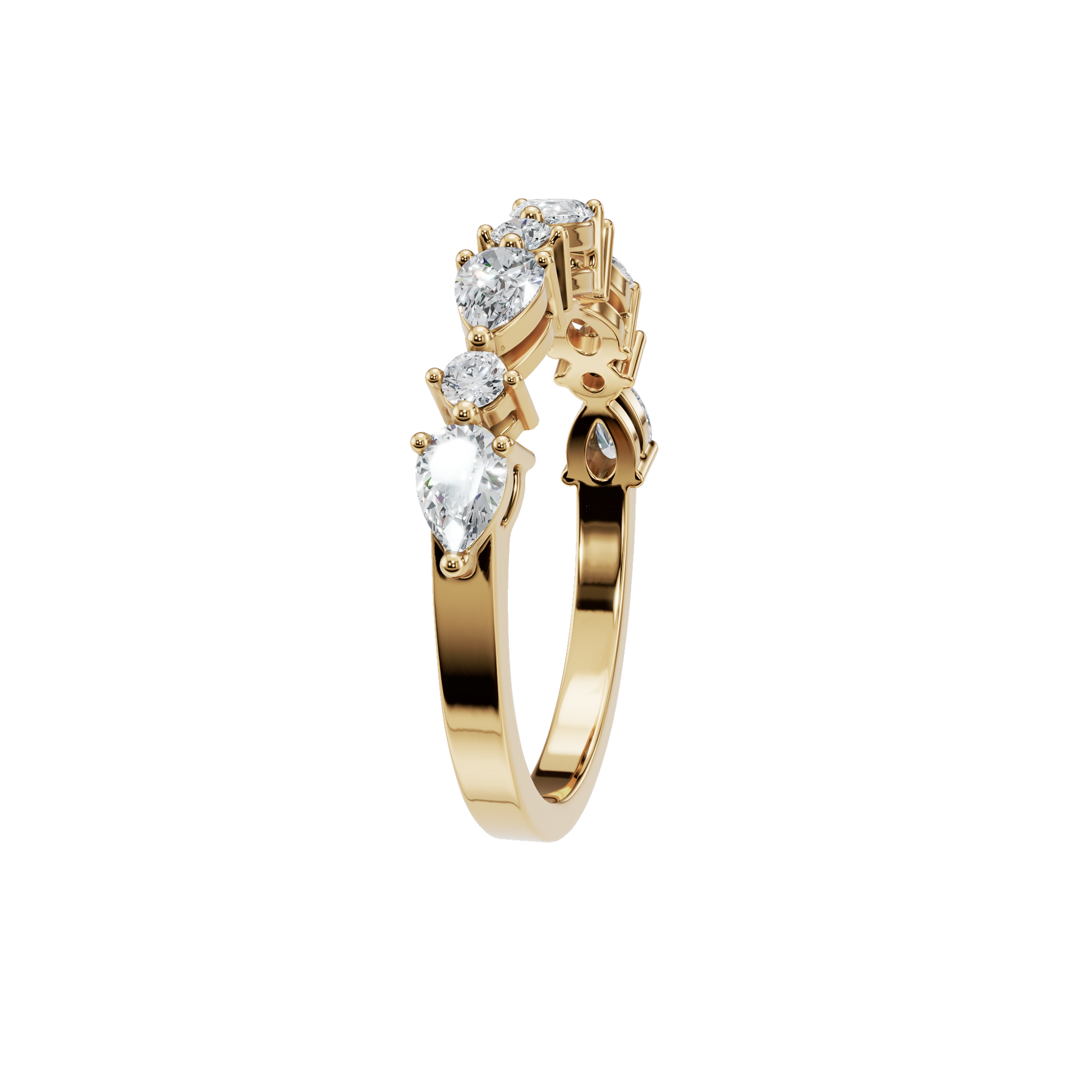 Pear Cut Lab Grown Diamond Wedding Band