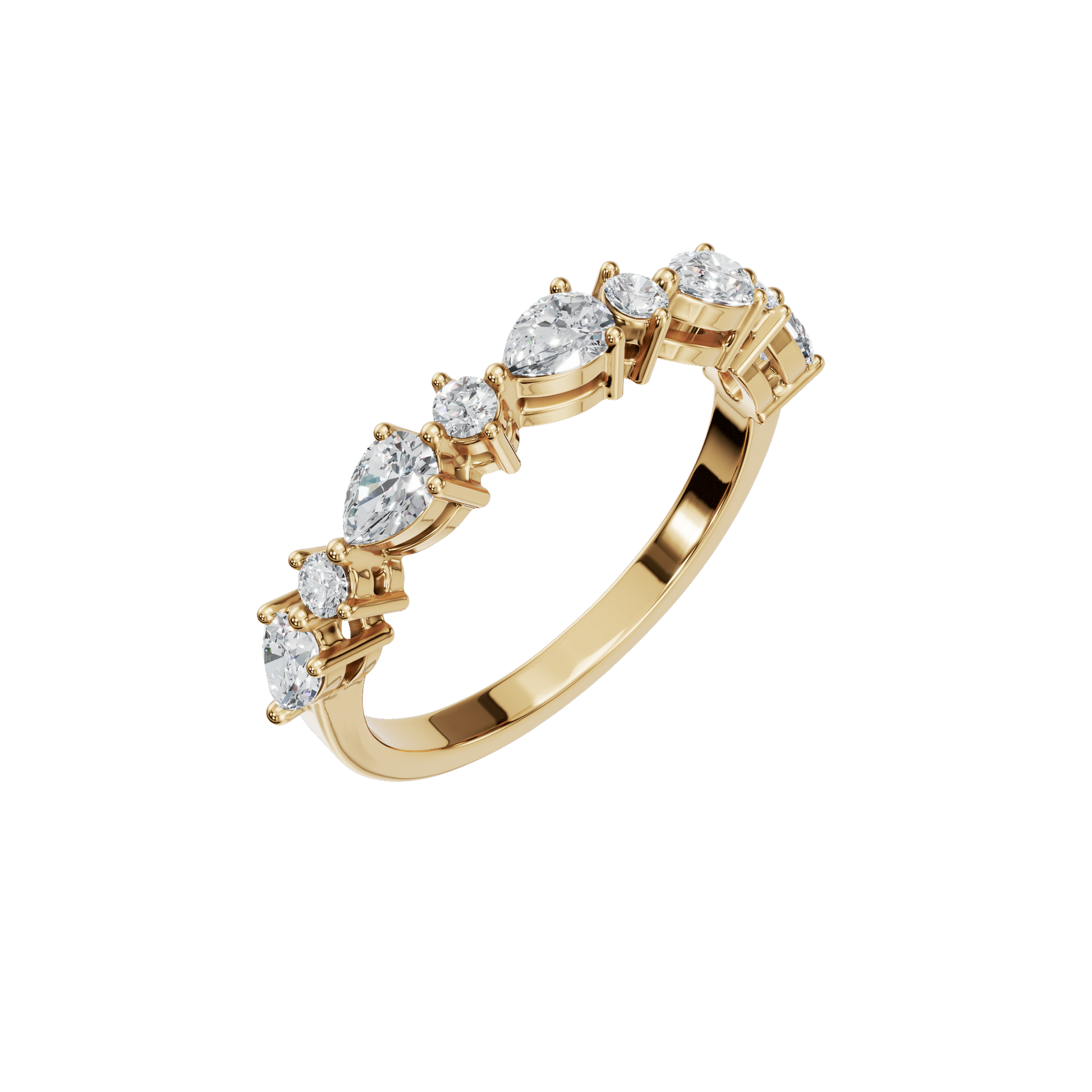 Pear Cut Lab Grown Diamond Wedding Band