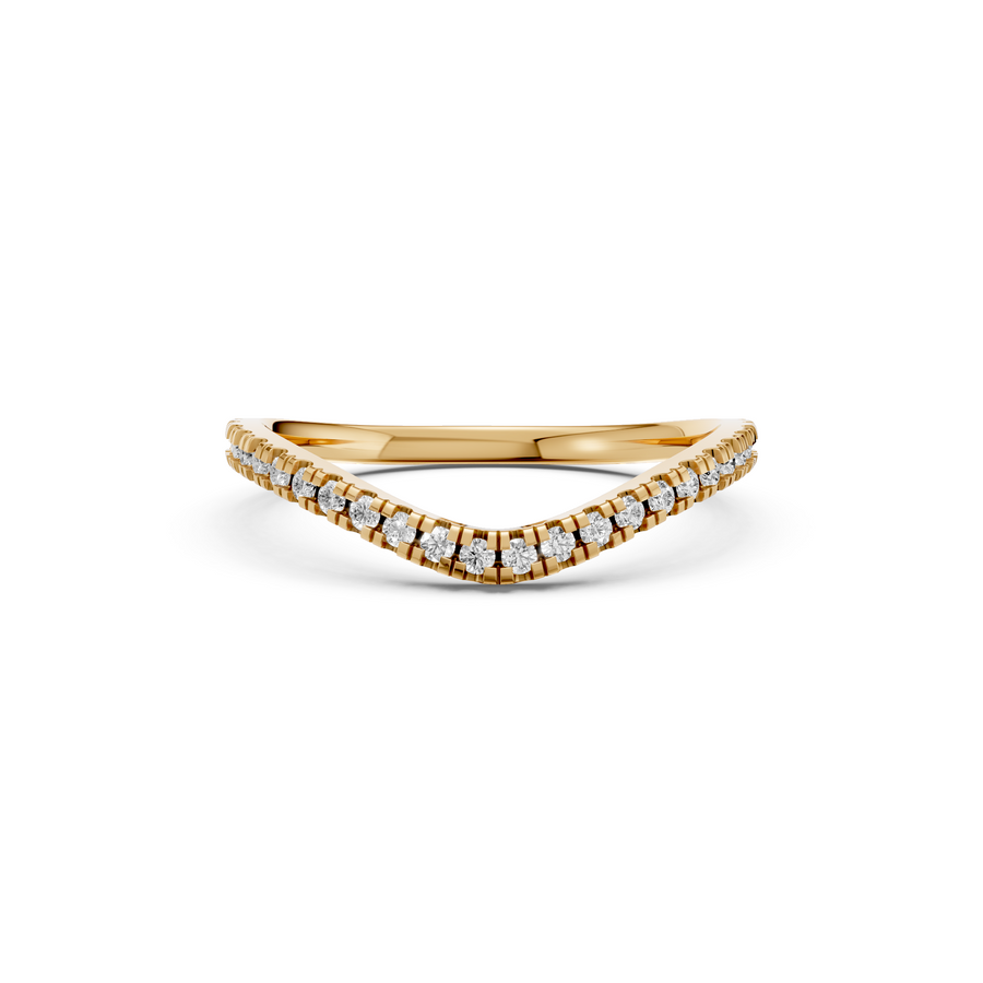 Elara Round Diamond Curved Contour Band Ring In 14K Gold
