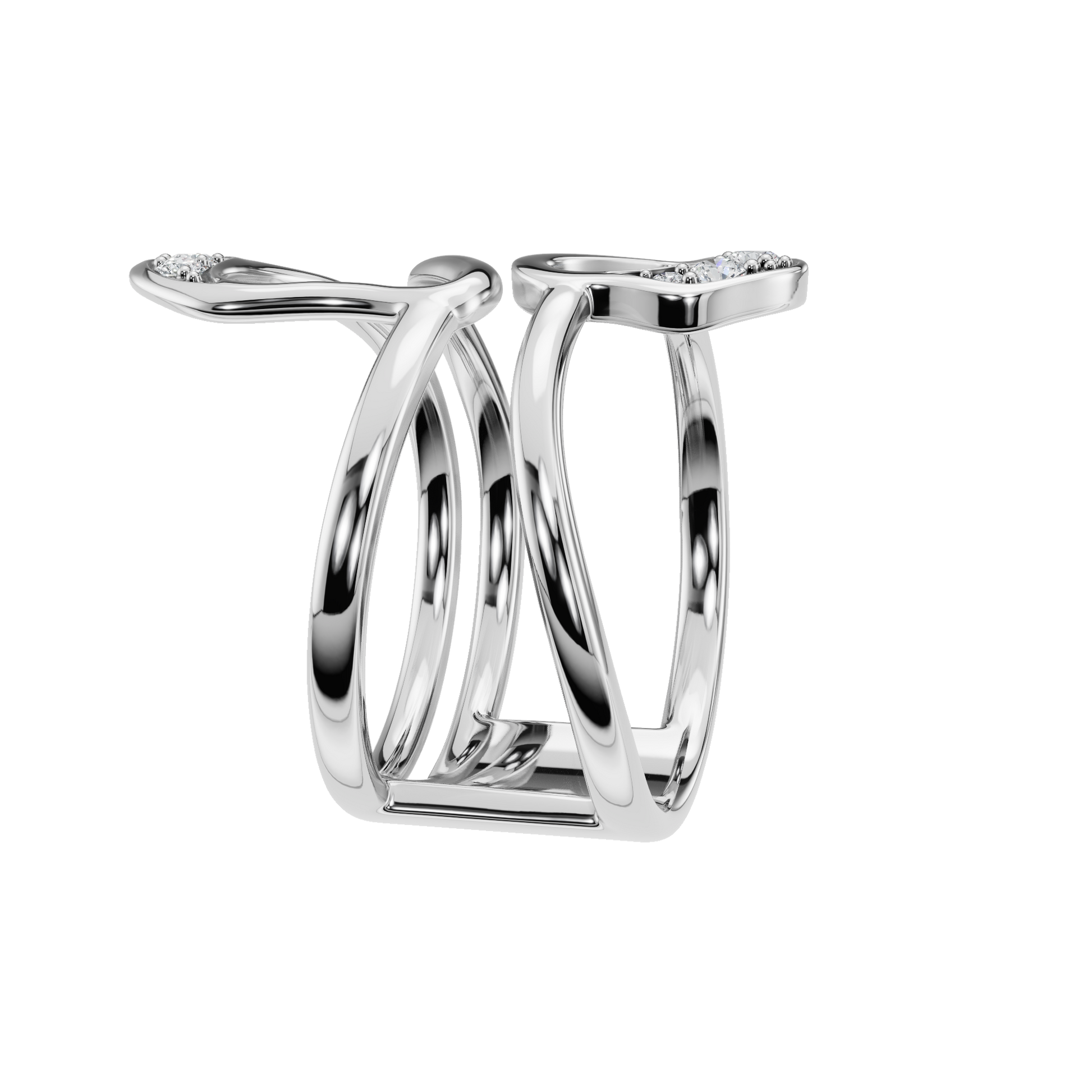 Bold Lab Grown Diamond Ring with Artistic Curved Design