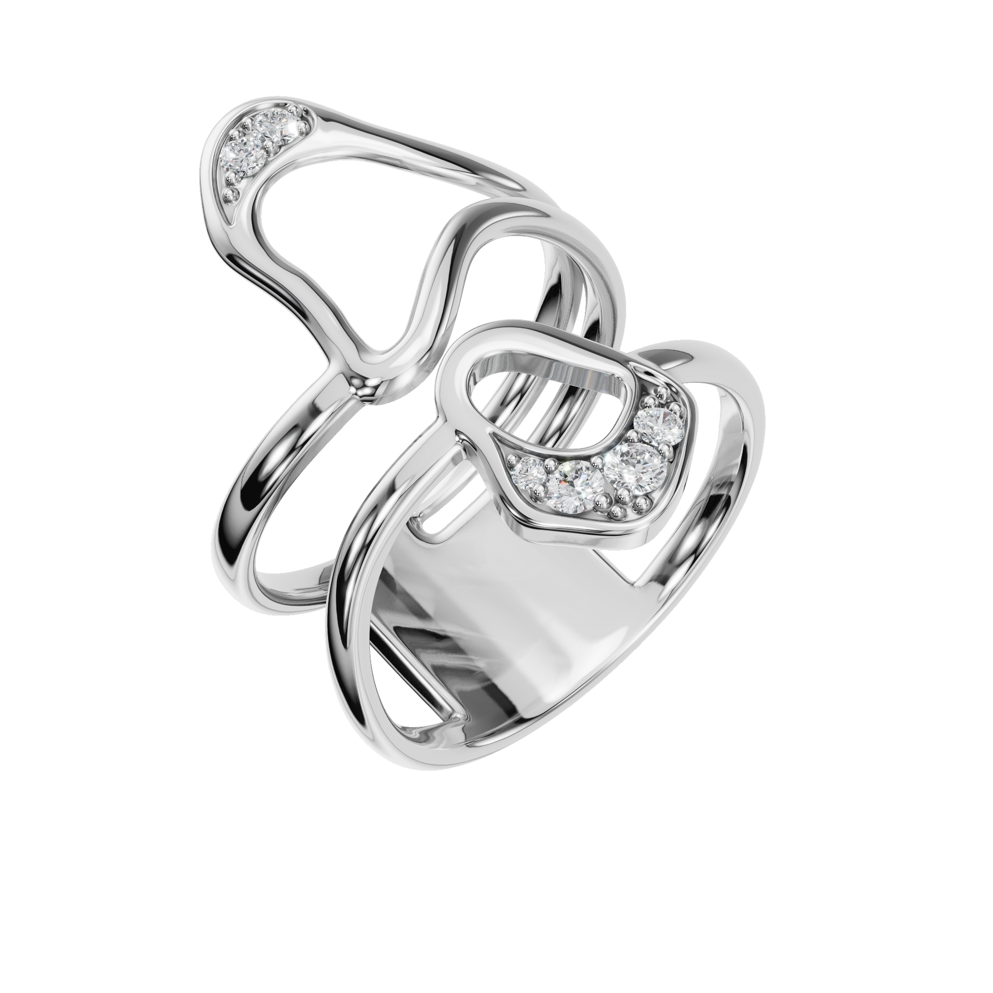 Bold Lab Grown Diamond Ring with Artistic Curved Design