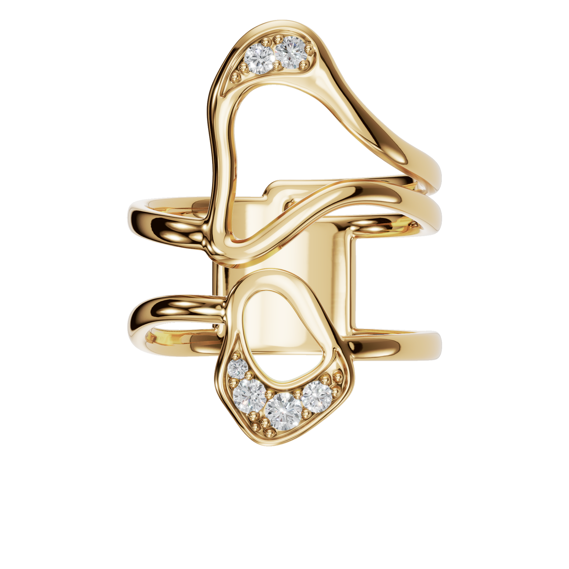 Bold Lab Grown Diamond Ring with Artistic Curved Design