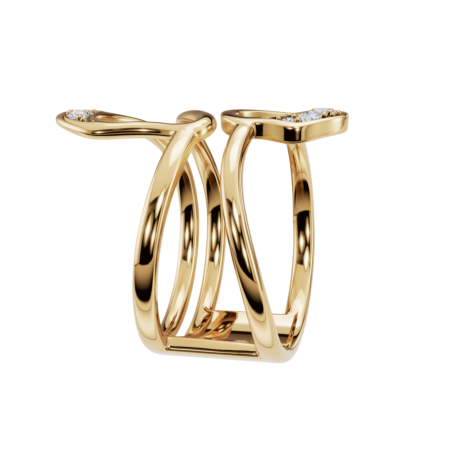 Bold Lab Grown Diamond Ring with Artistic Curved Design