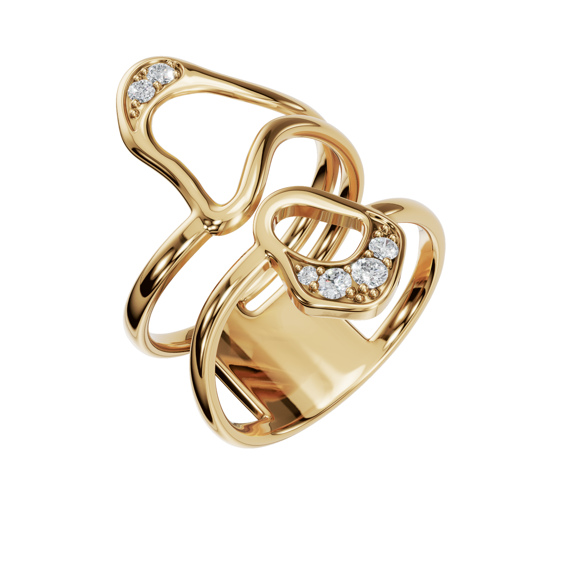 Bold Lab Grown Diamond Ring with Artistic Curved Design