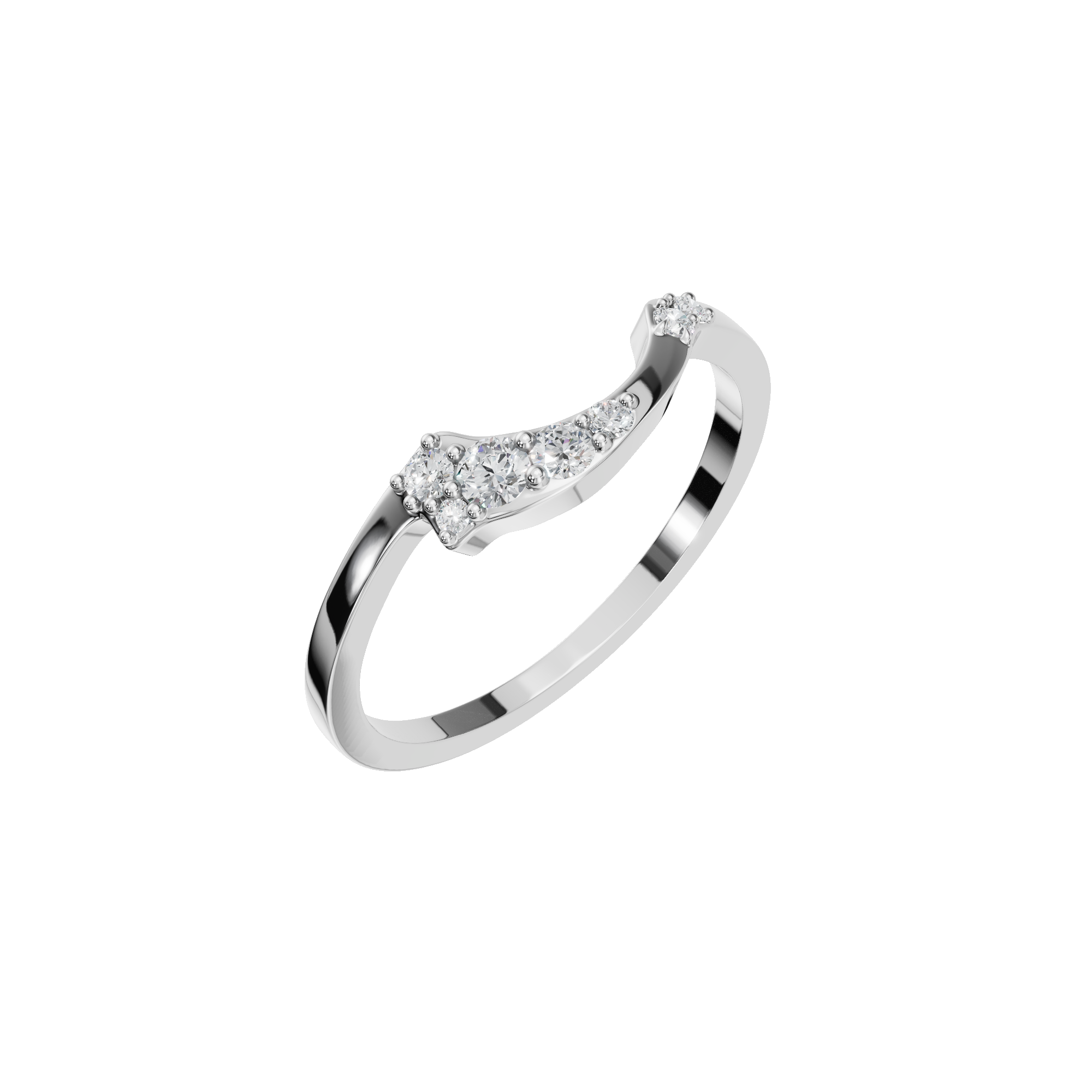 Curved Lab Grown Diamond Wedding Band Ring