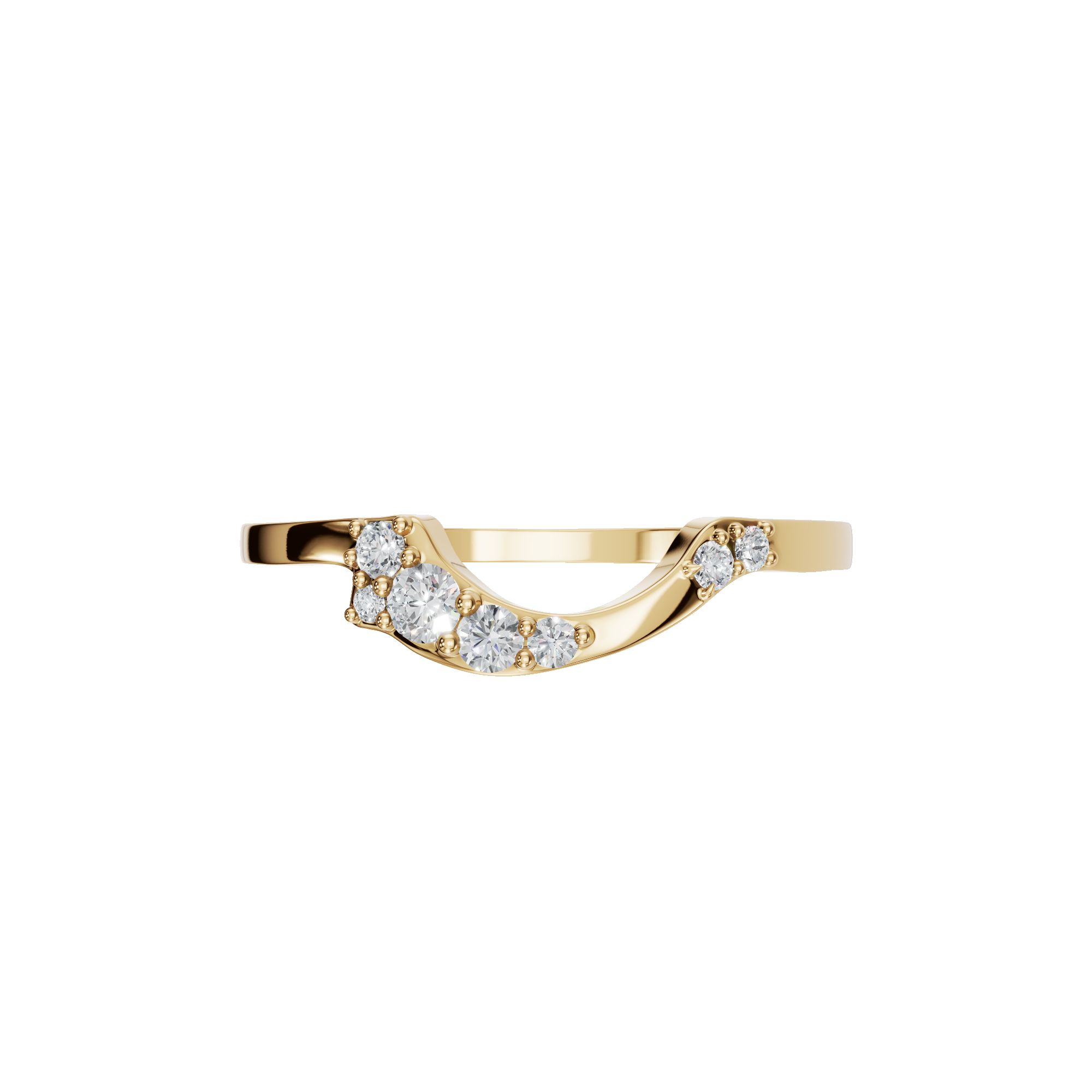 Round Diamond Curved Cluster Ring in Gold | Elegant Minimal Fine Jewelry Ring