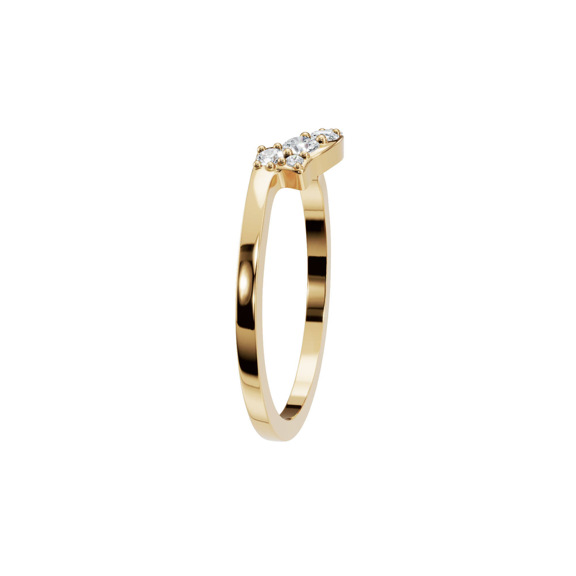Round Diamond Curved Cluster Ring in Gold | Elegant Minimal Fine Jewelry Ring