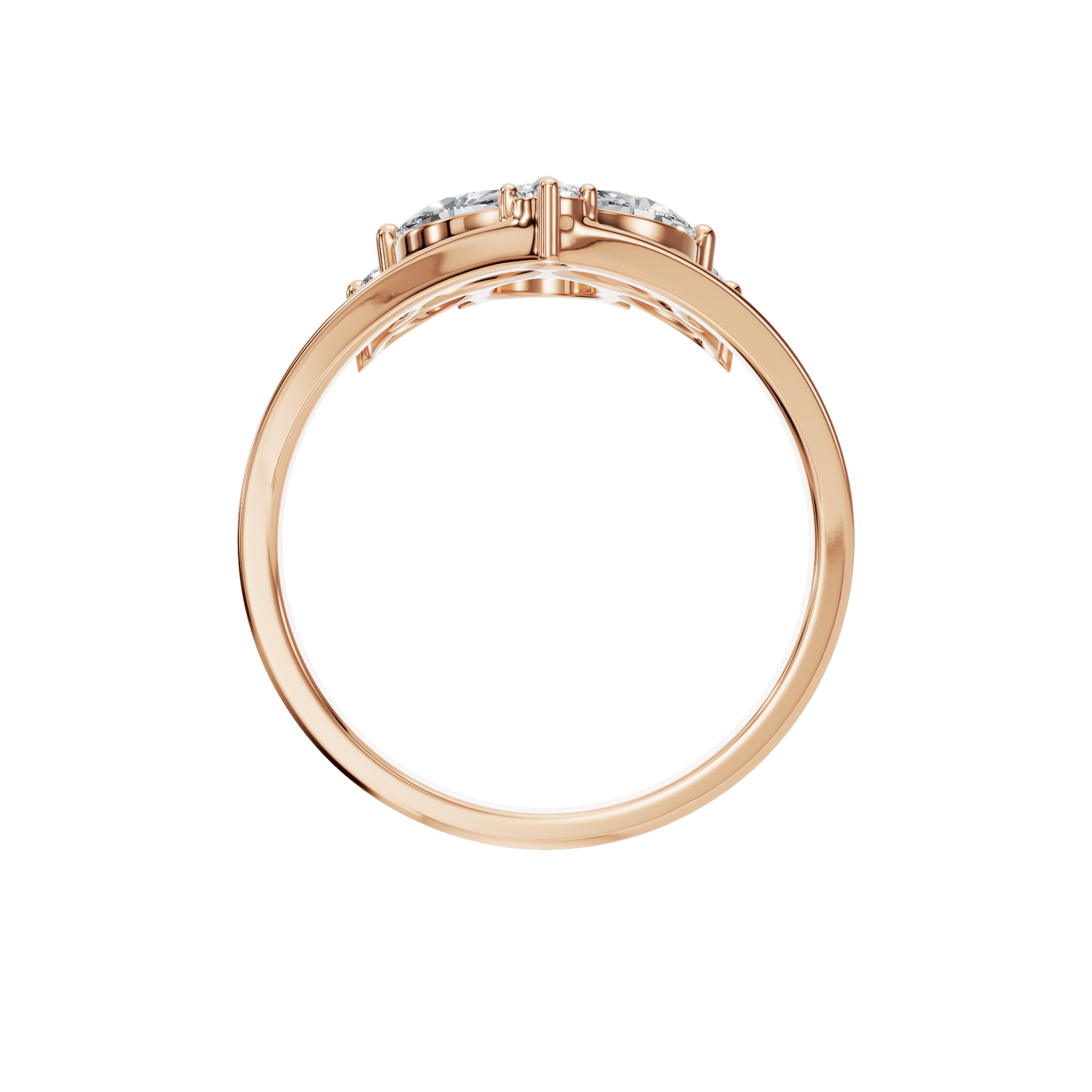 Pear Diamond Ring with Floral Cluster Design