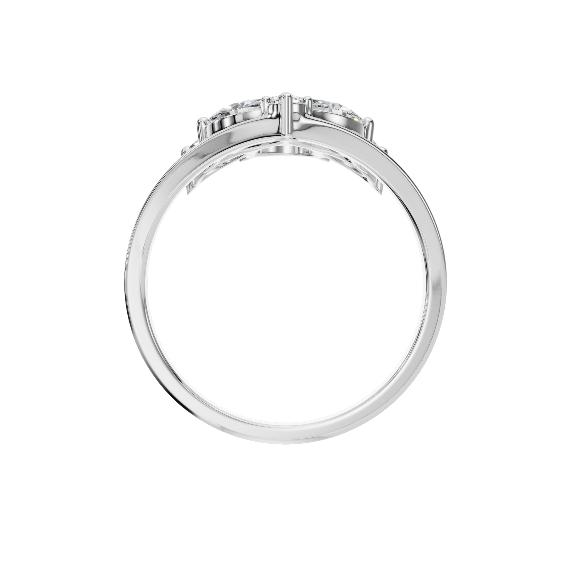 Pear Diamond Ring with Floral Cluster Design