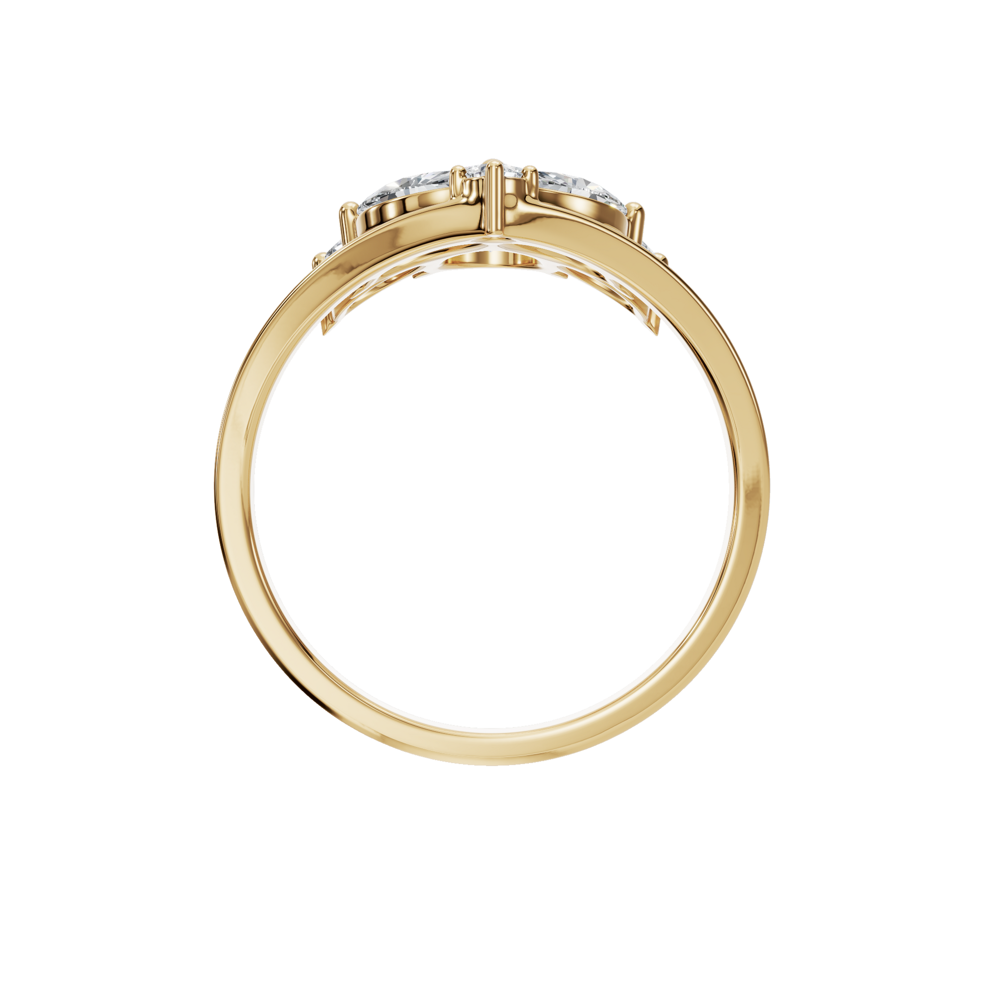 Pear Diamond Ring with Floral Cluster Design