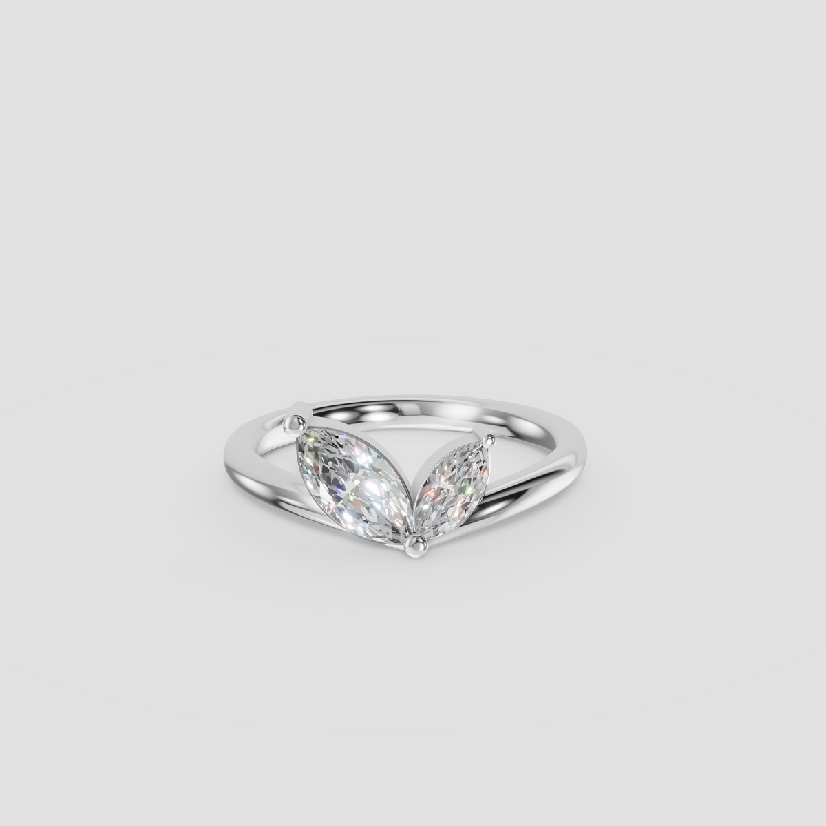 Marquise Diamond Prong Set Toi et Moi Ring in Gold