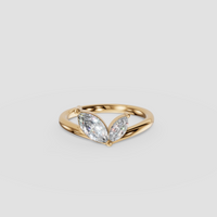 Marquise Diamond Prong Set Toi et Moi Ring in Gold