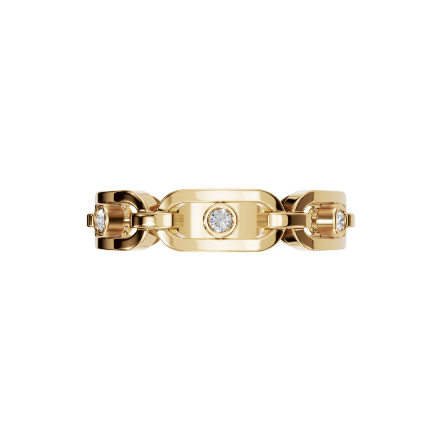 Elara Round Diamond Link Band Ring with Bezel-Set