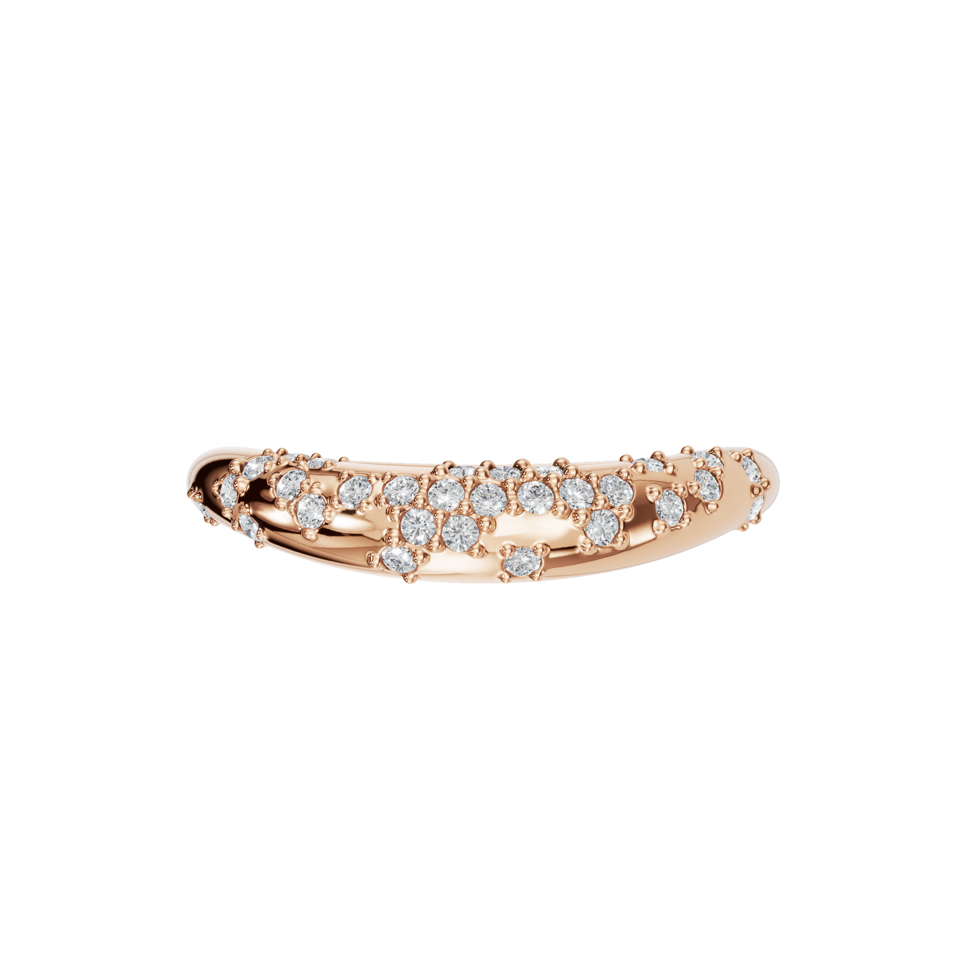 0.23 Ct Round Diamond Curved Cluster Ring in 14K Yellow Gold