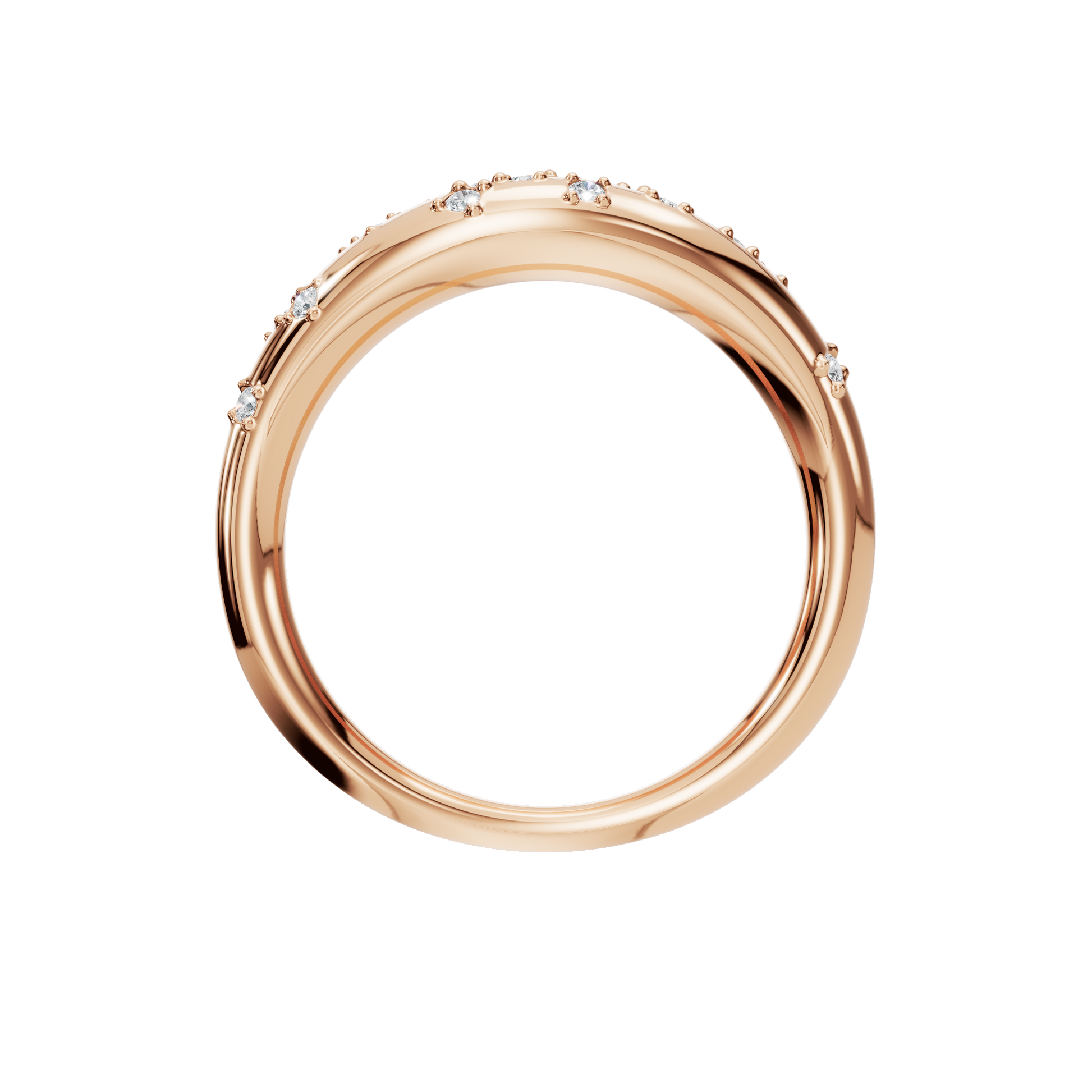 0.23 Ct Round Diamond Curved Cluster Ring in 14K Yellow Gold
