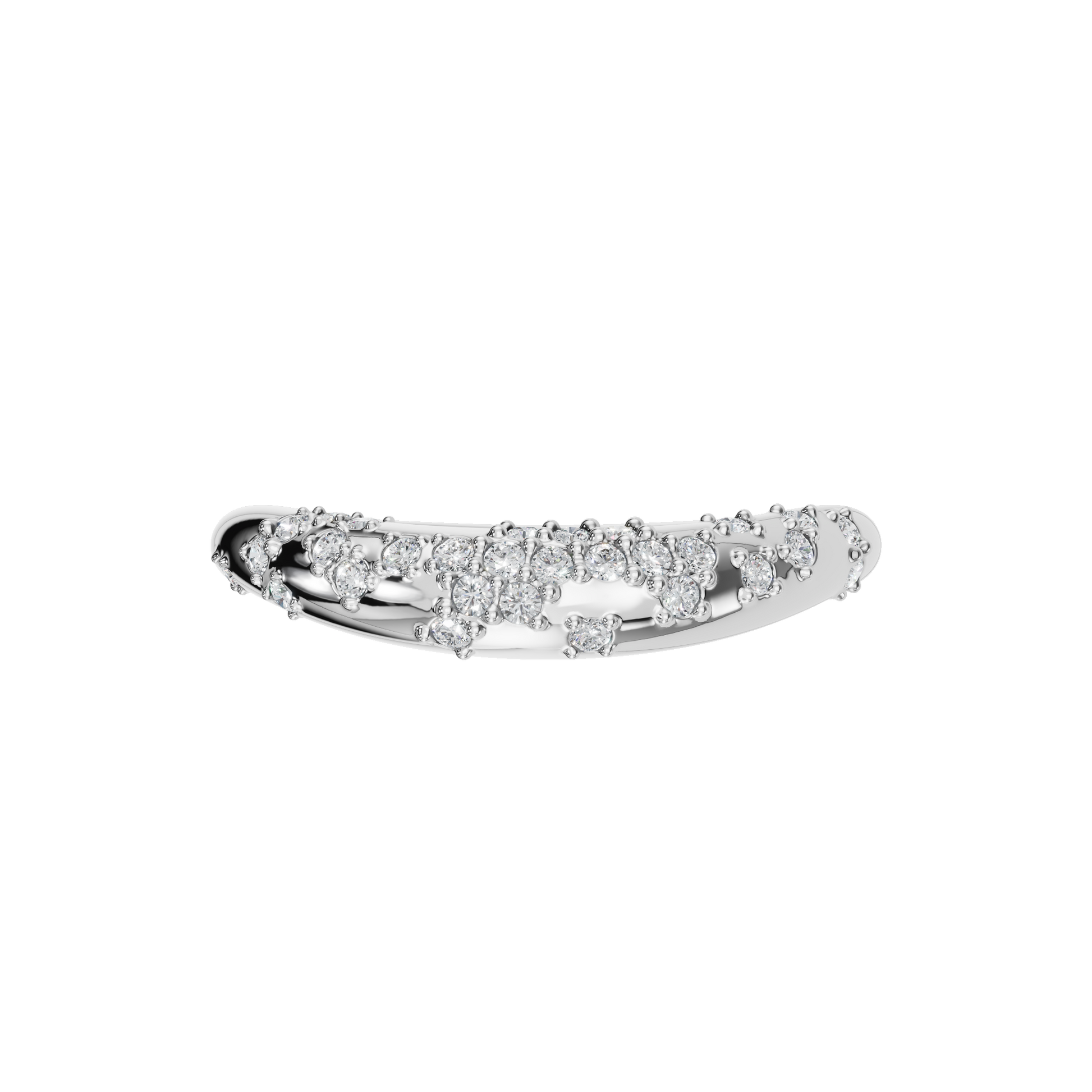 0.23 Ct Round Diamond Curved Cluster Ring in 14K Yellow Gold