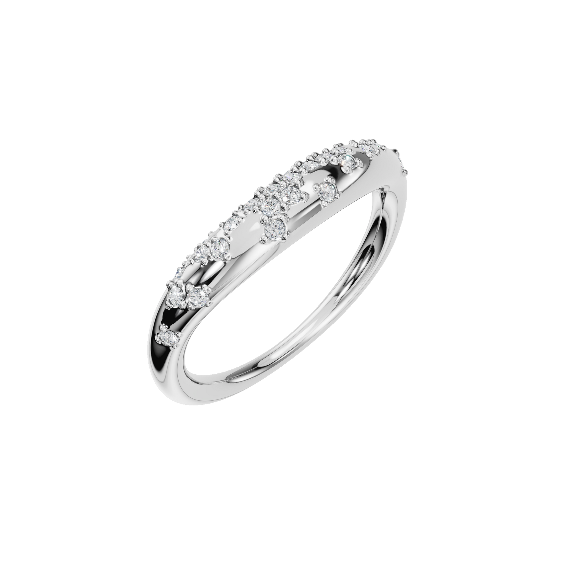 0.23 Ct Round Diamond Curved Cluster Ring in 14K Yellow Gold