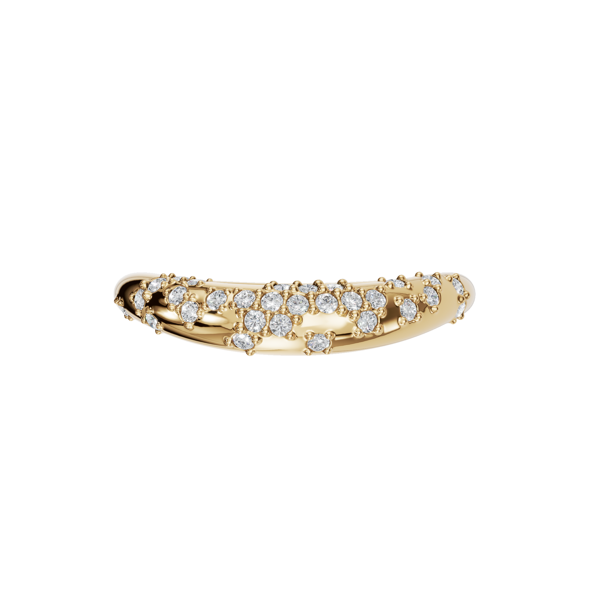 0.23 Ct Round Diamond Curved Cluster Ring in 14K Yellow Gold