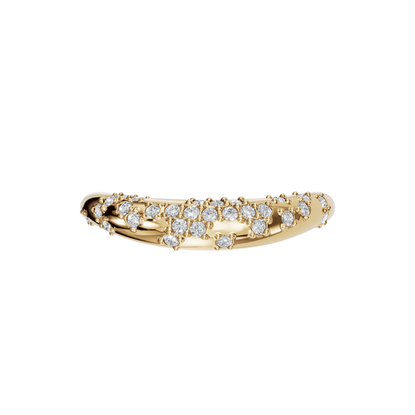 0.23 Ct Round Diamond Curved Cluster Ring in 14K Yellow Gold