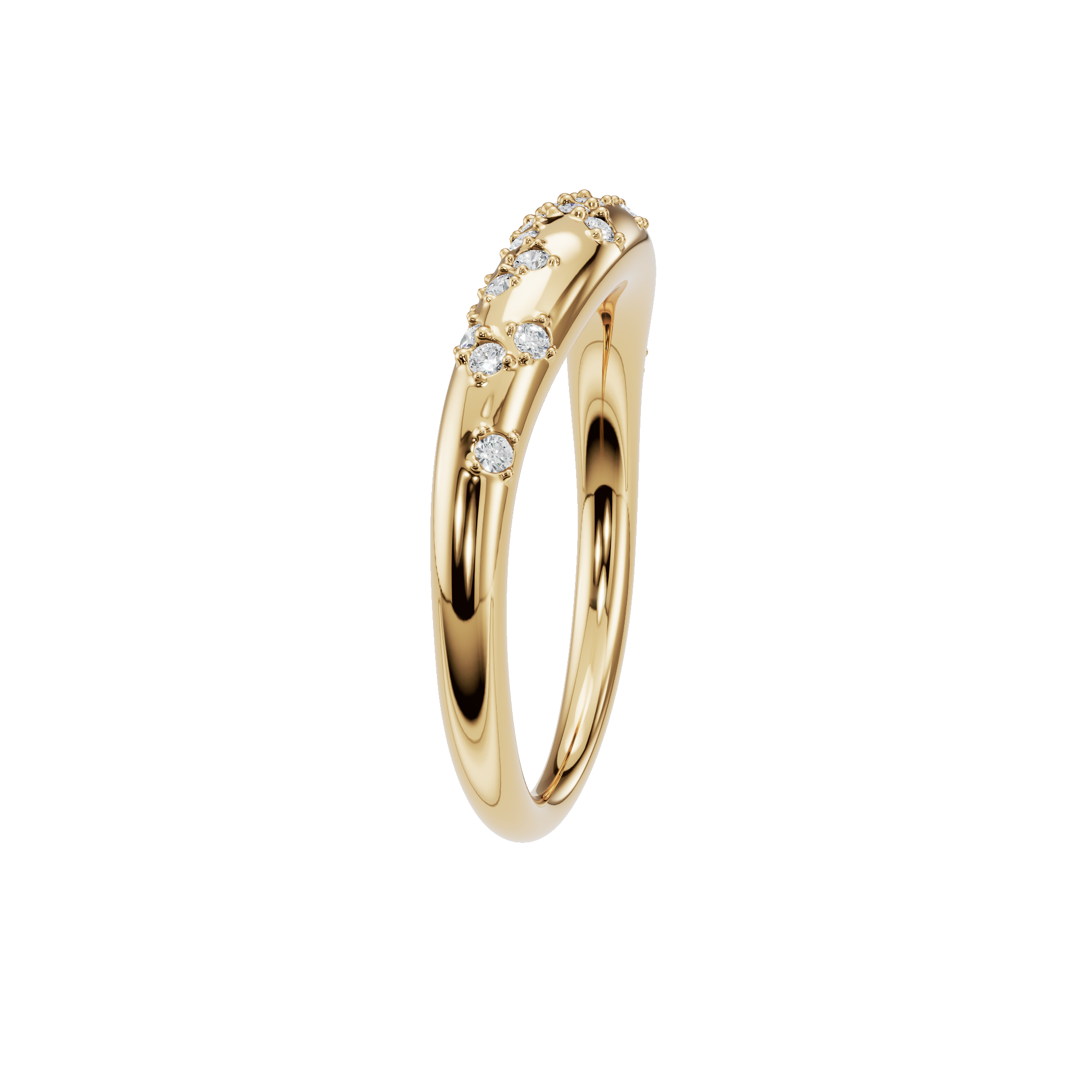0.23Ct Round Diamond Curved Cluster Ring in Gold | Elegant Minimal Diamond Band