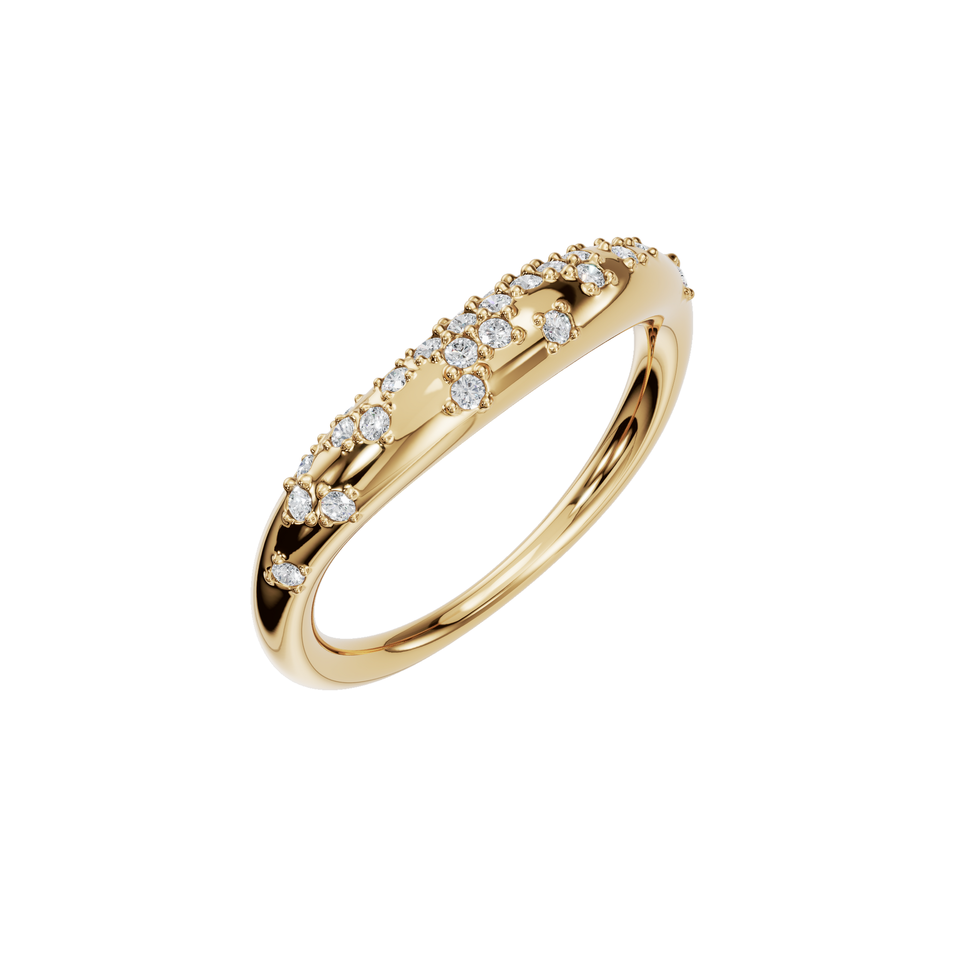 0.23 Ct Round Diamond Curved Cluster Ring in 14K Yellow Gold