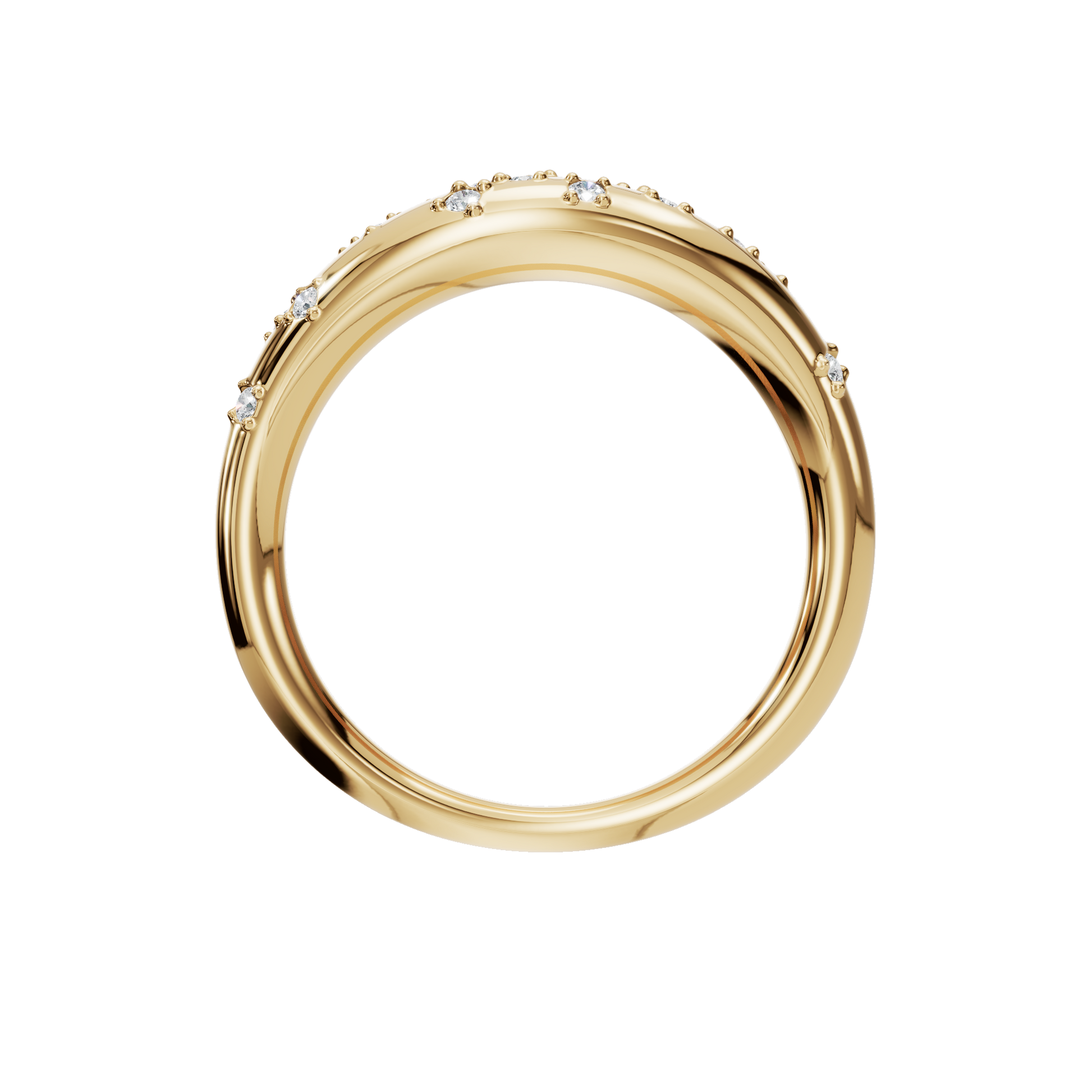 0.23 Ct Round Diamond Curved Cluster Ring in 14K Yellow Gold