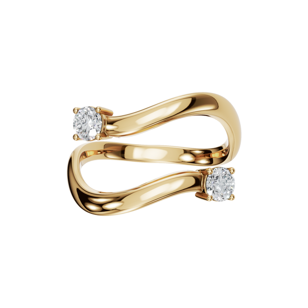 Round Lab Diamond Open Bypass Ring in Gold - Minimal Luxury Fine Jewelry