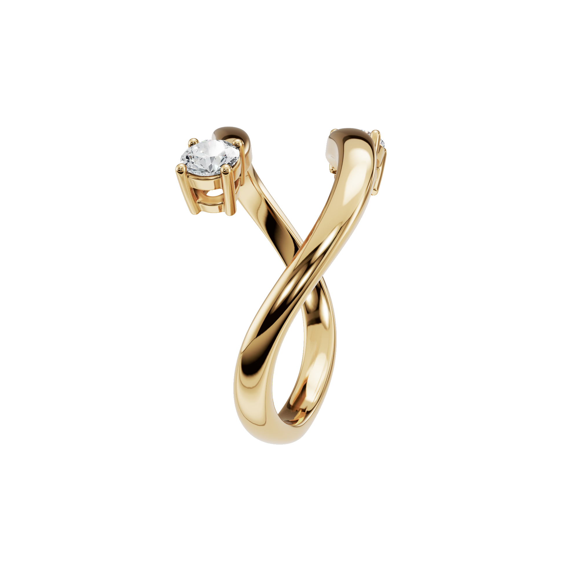 0.30 Ctw Round Diamond Open Bypass Ring in Gold - Minimal Luxury Fine Jewelry