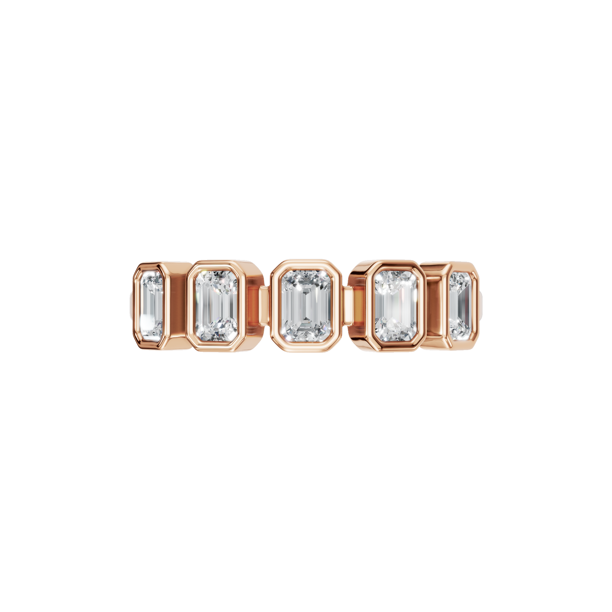 Timeless Emerald Cut Bezel Lab Grown Diamond Band
