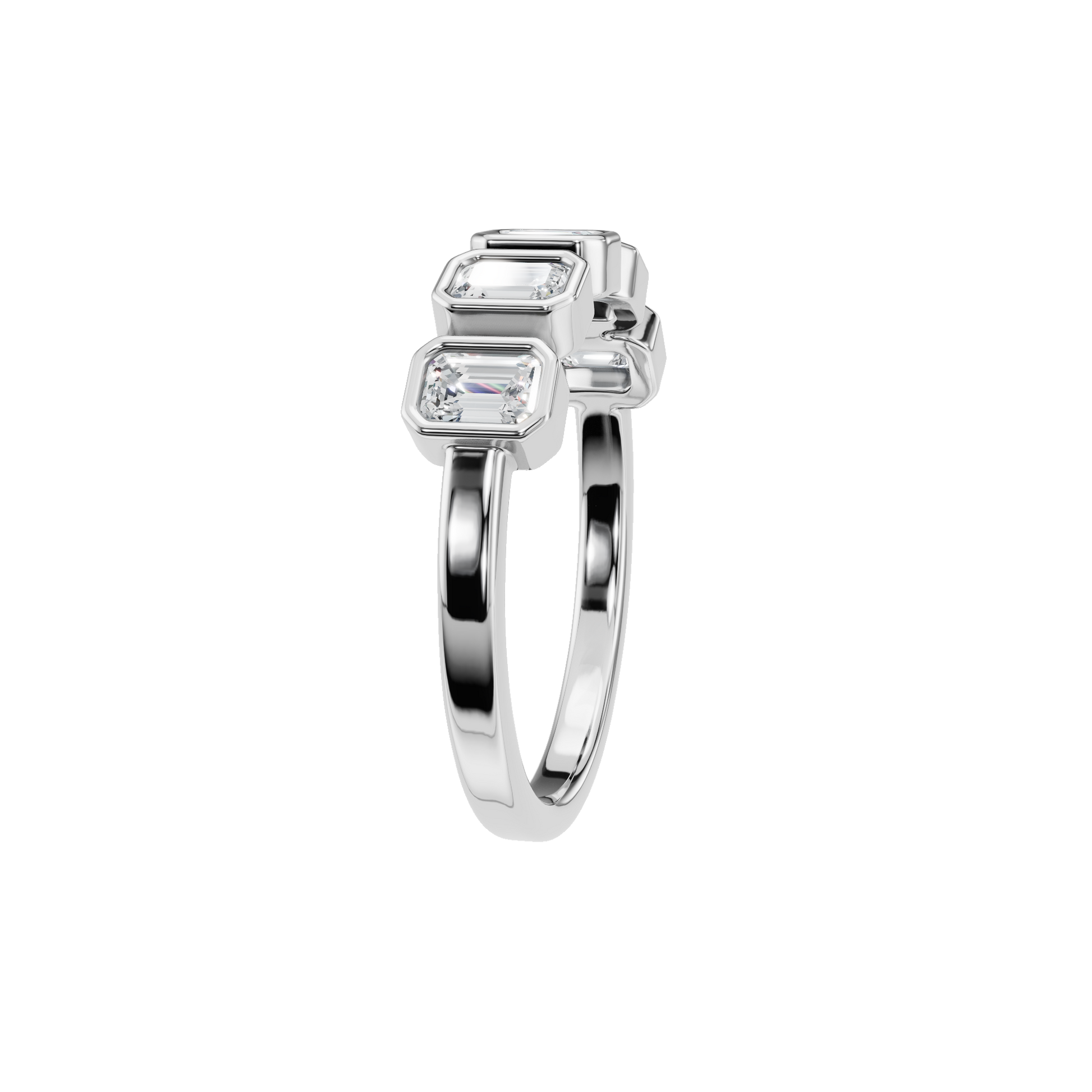 Timeless Emerald Cut Bezel Lab Grown Diamond Band