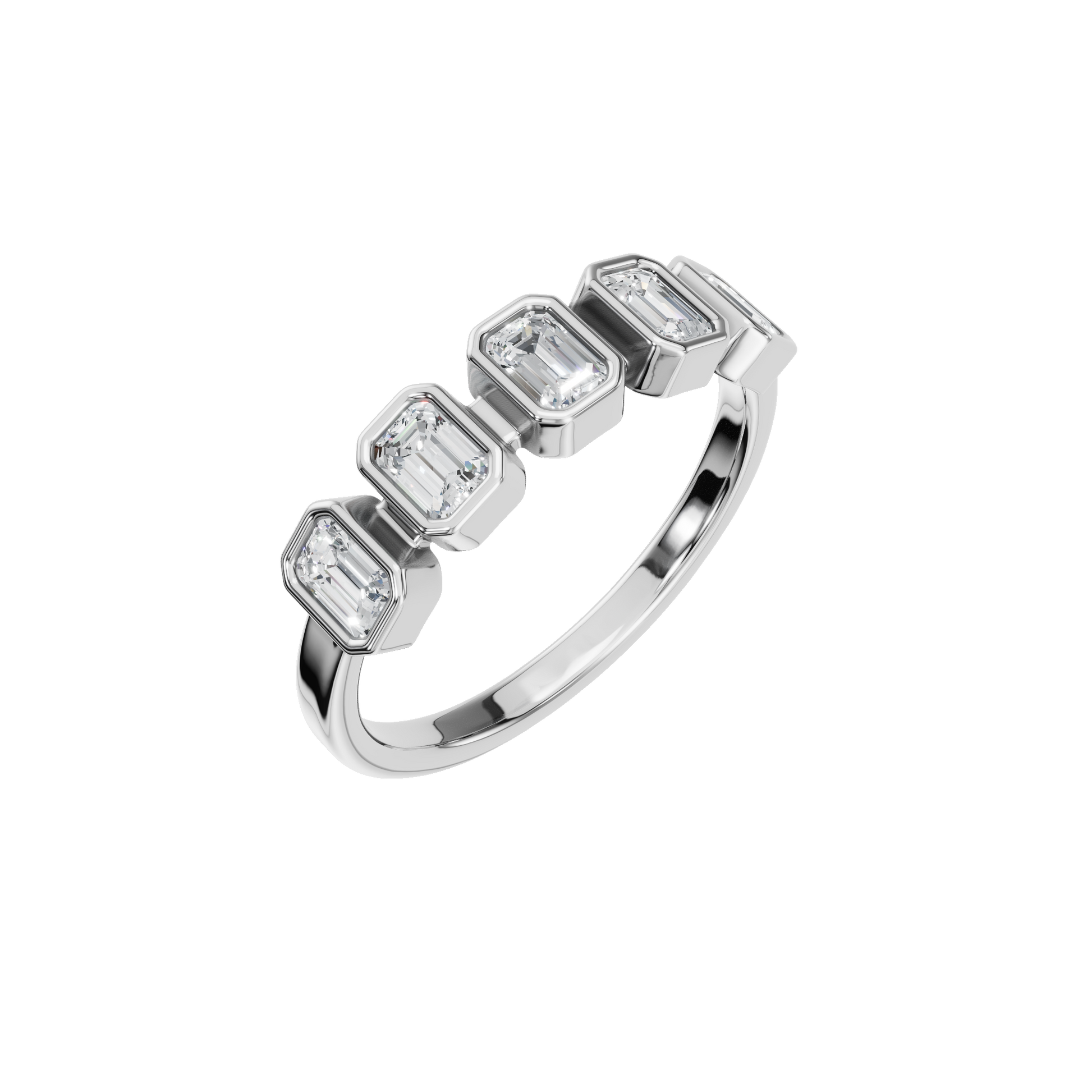 Timeless Emerald Cut Bezel Lab Grown Diamond Band