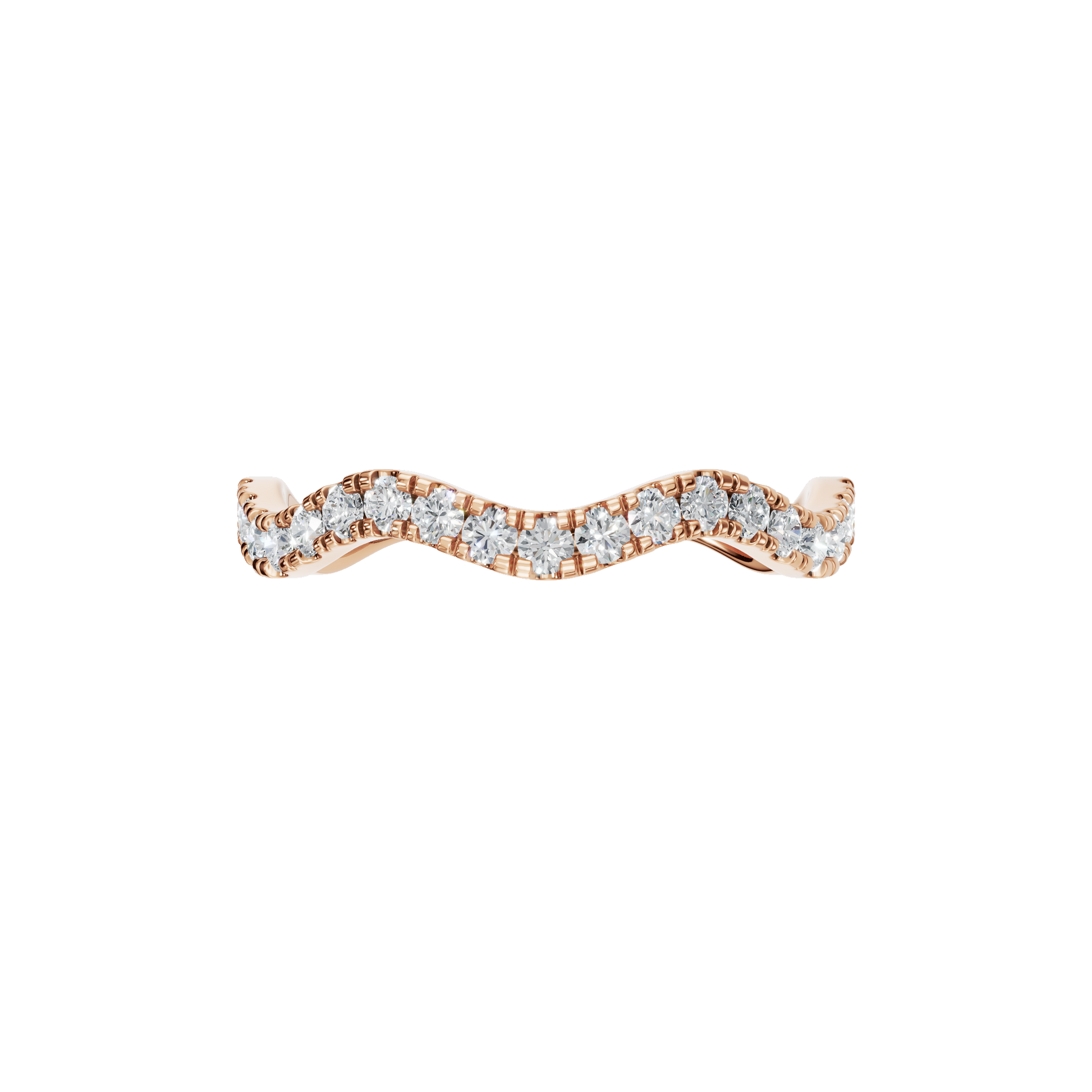 1.52 Ct Round Diamond Wave Band Ring in 14K Yellow Gold