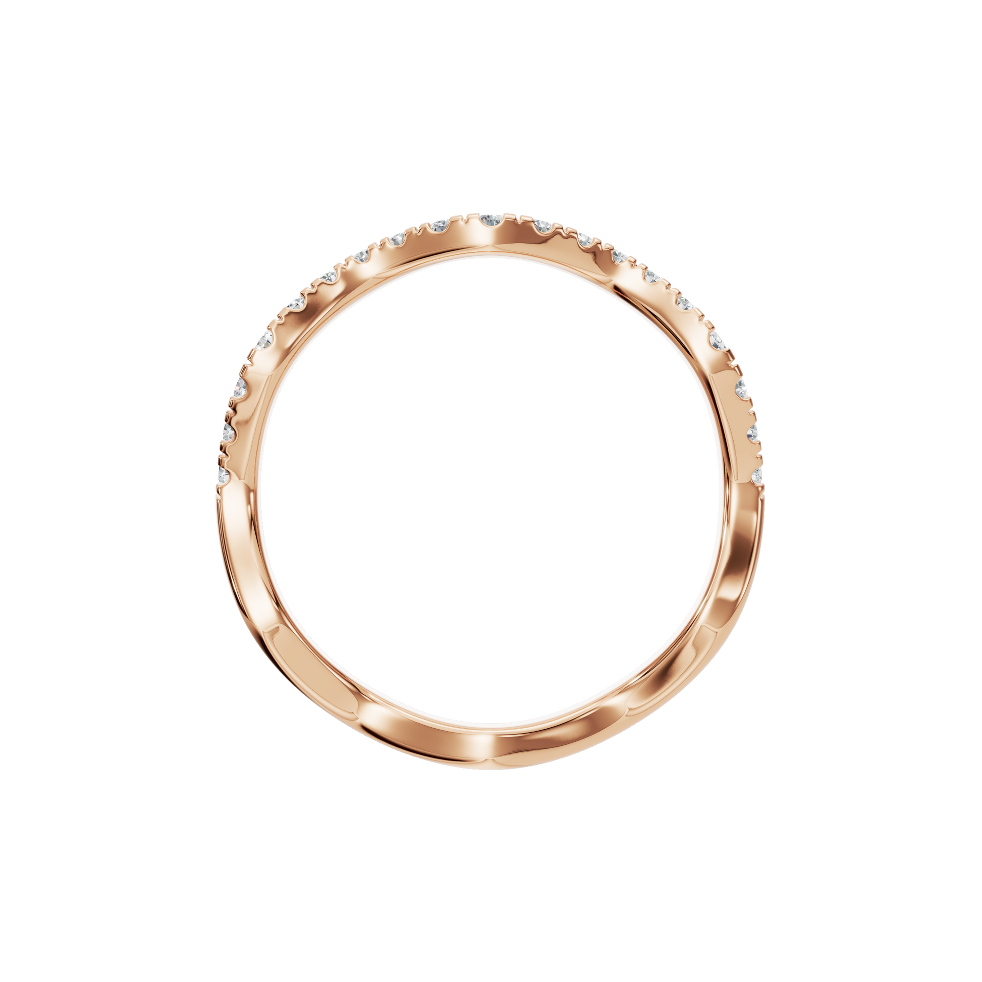 1.52 Ct Round Diamond Wave Band Ring in 14K Yellow Gold