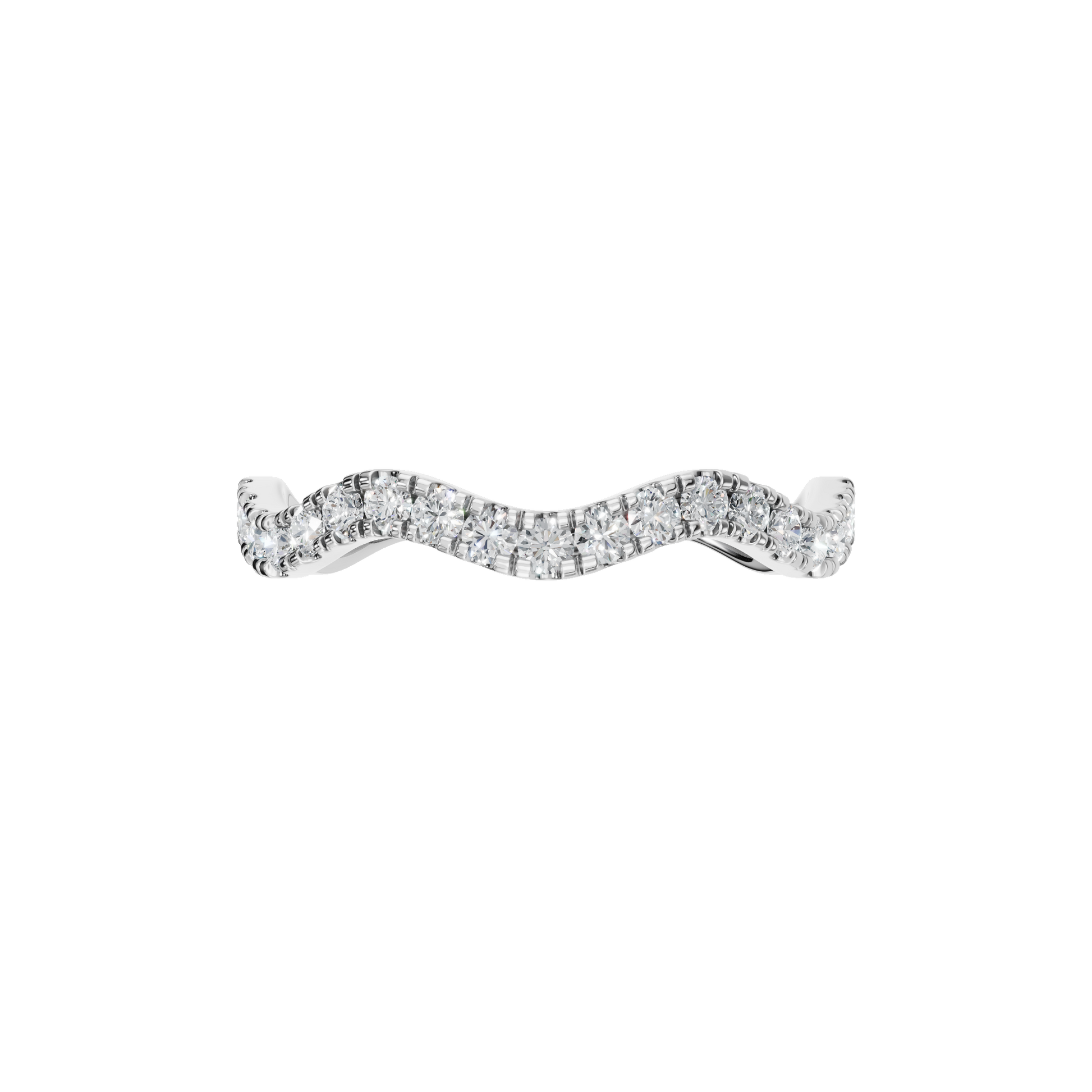 1.52 Ct Round Diamond Wave Band Ring in 14K Yellow Gold