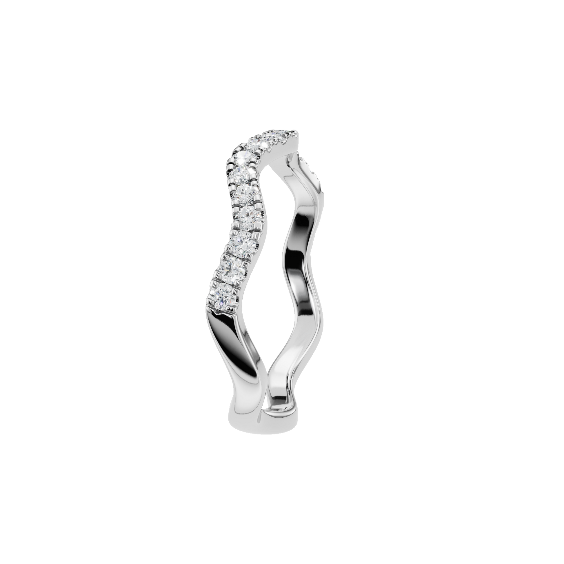 1.52 Ct Round Diamond Wave Band Ring in 14K Yellow Gold