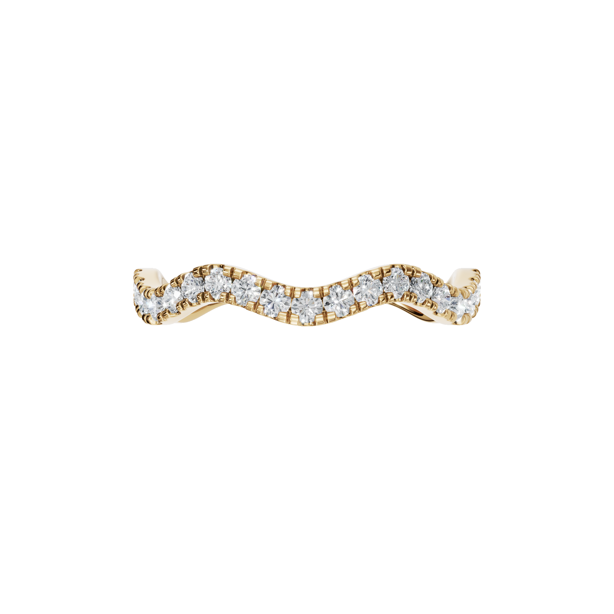 0.27Ct Round Diamond Wave Band Ring in Gold | Elegant Curved Diamond Ring