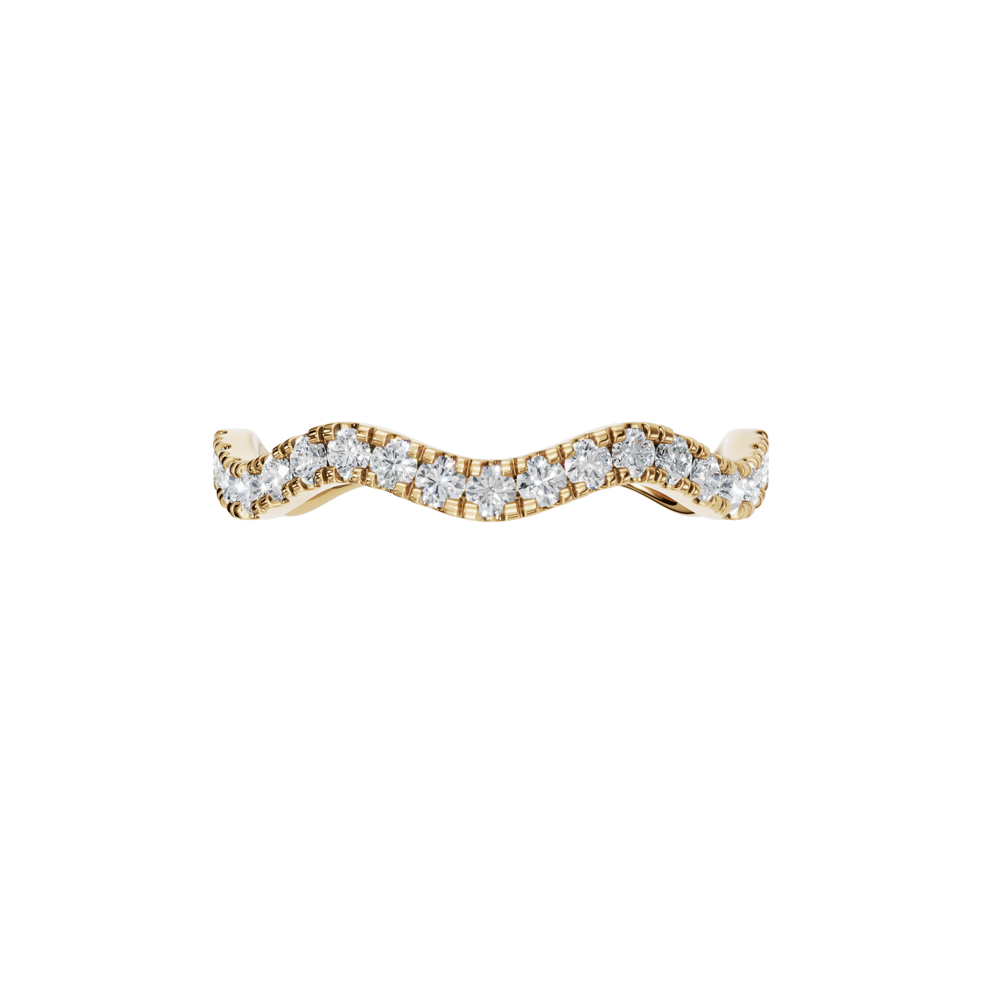 1.52 Ct Round Diamond Wave Band Ring in 14K Yellow Gold