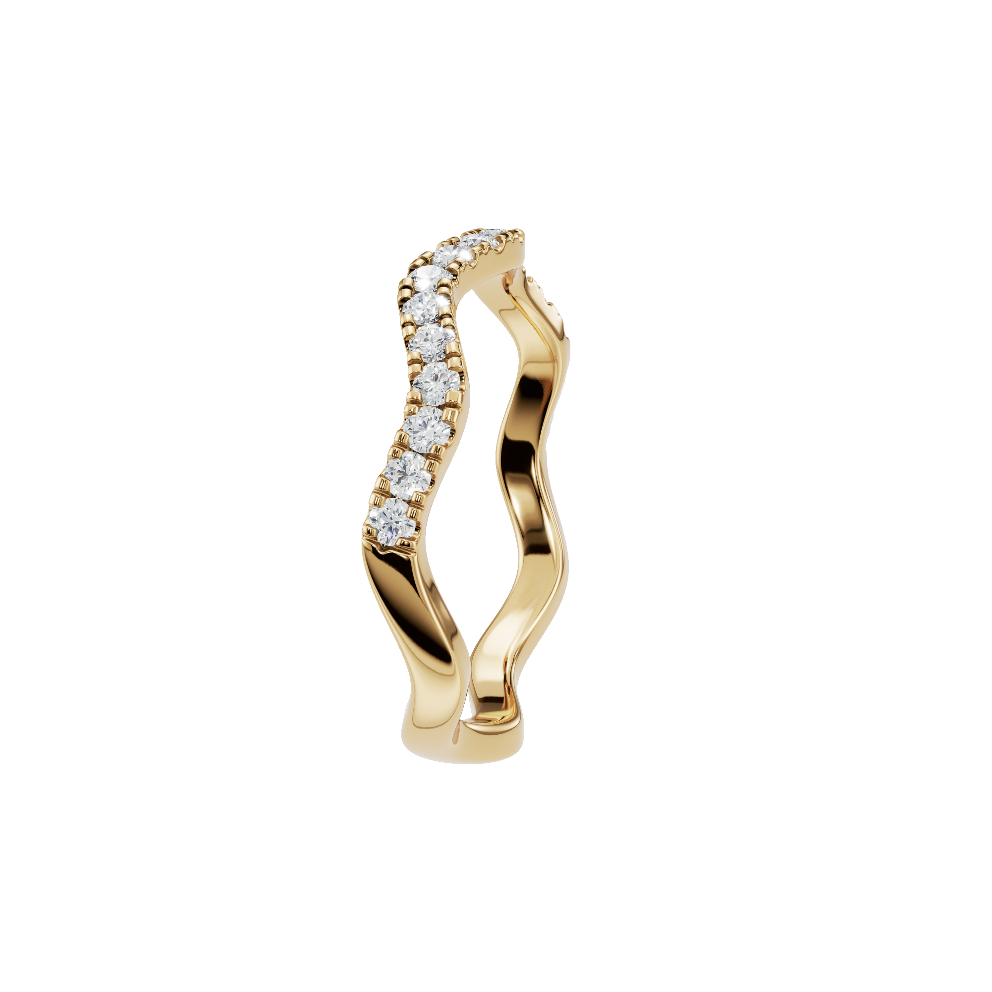 0.27Ct Round Diamond Wave Band Ring in Gold | Elegant Curved Diamond Ring
