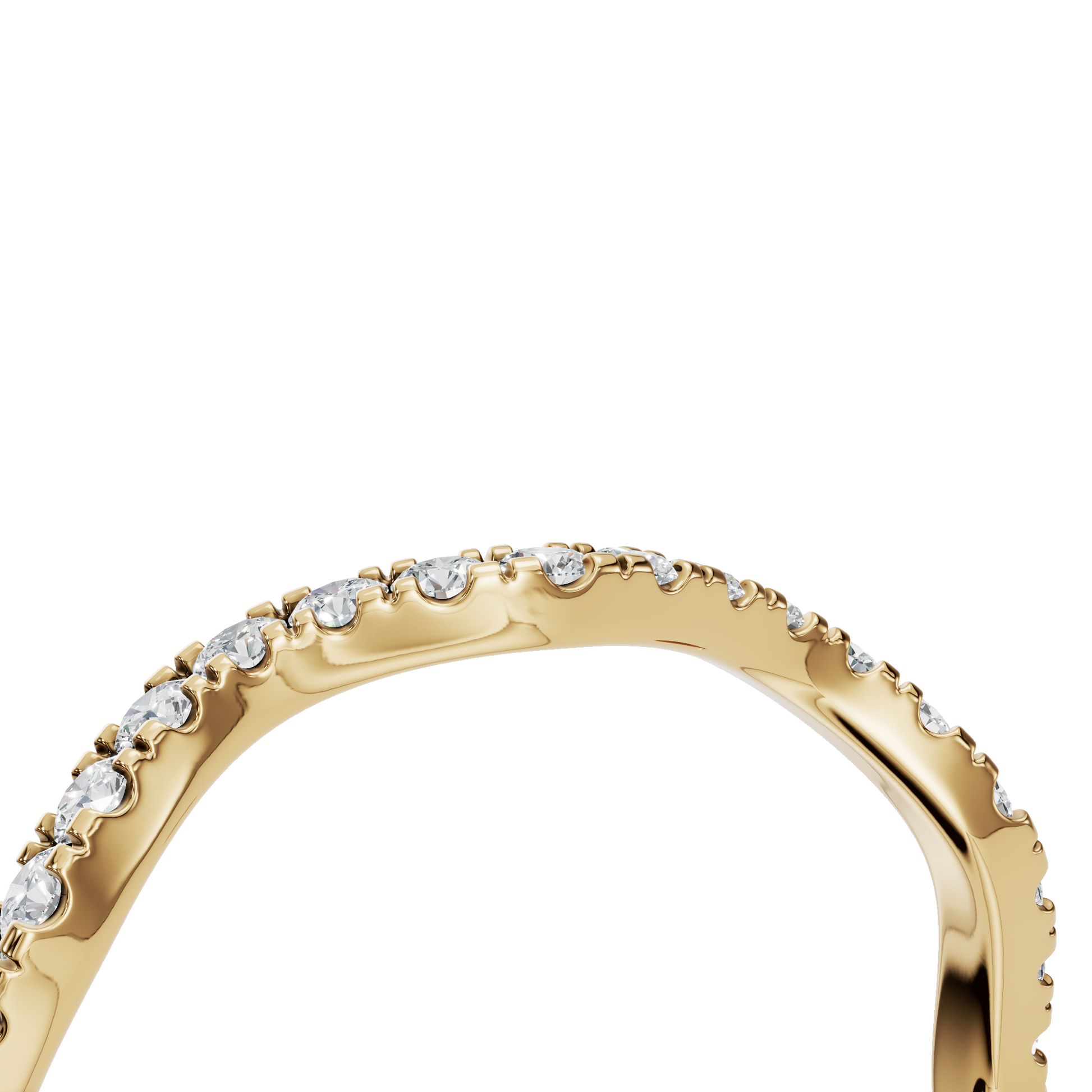 1.52 Ct Round Diamond Wave Band Ring in 14K Yellow Gold