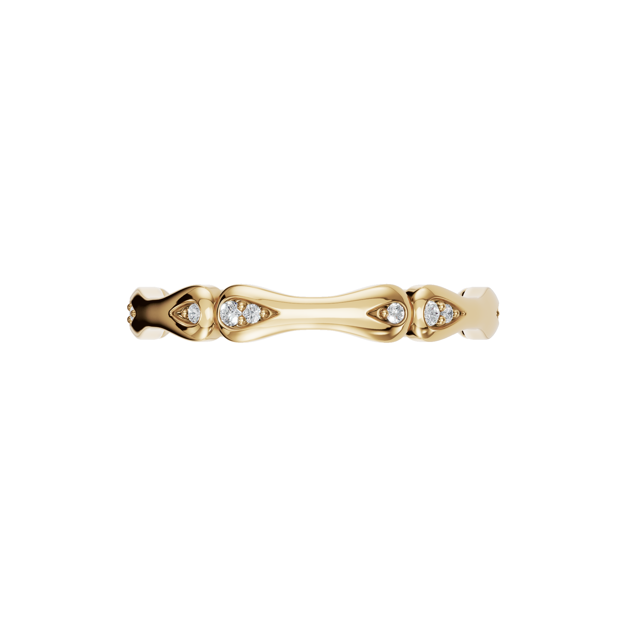 Round Diamond Organic Link Ring in Gold | Modern Sculptural Fine Jewelry Ring