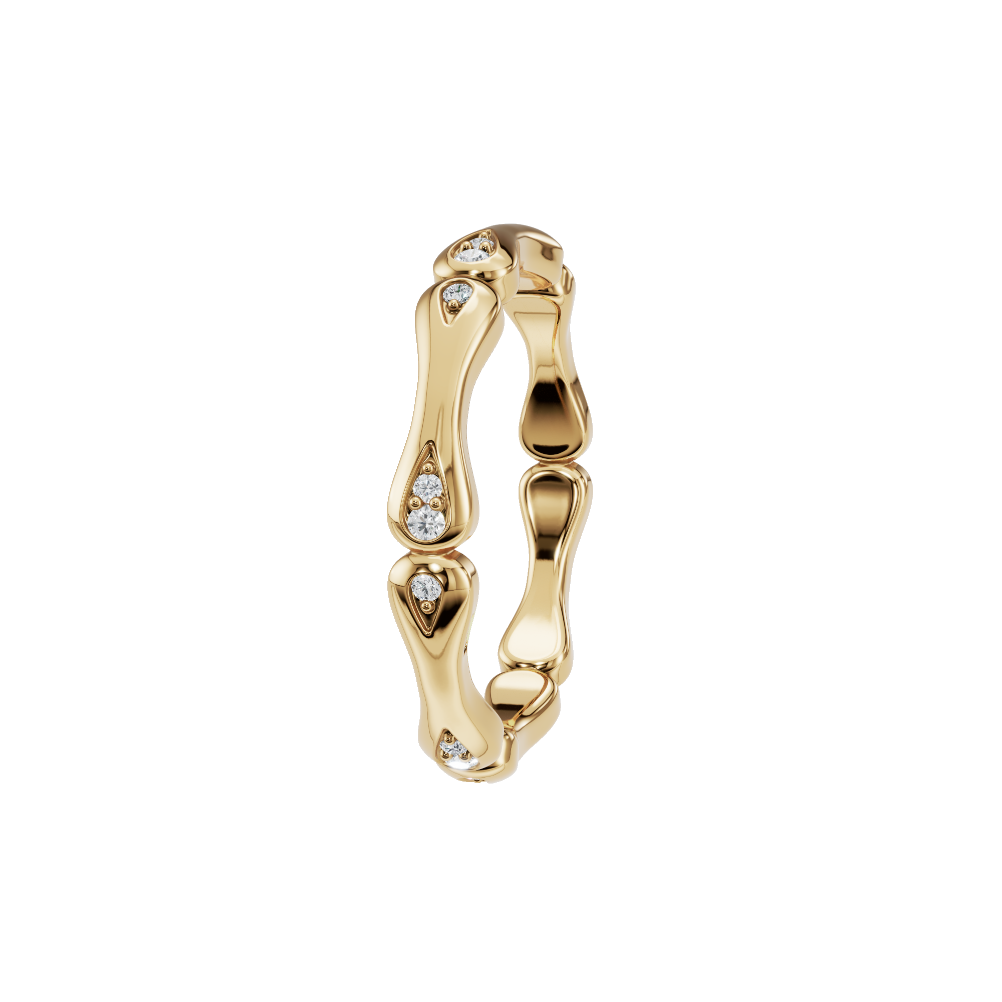 Round Diamond Organic Link Ring in Gold | Modern Sculptural Fine Jewelry Ring