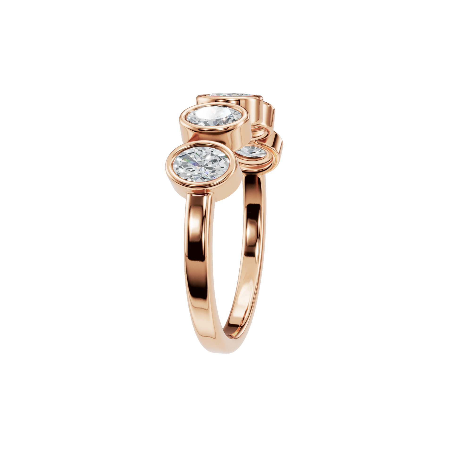 Bezel Set Oval Lab Created Diamond Wedding Band