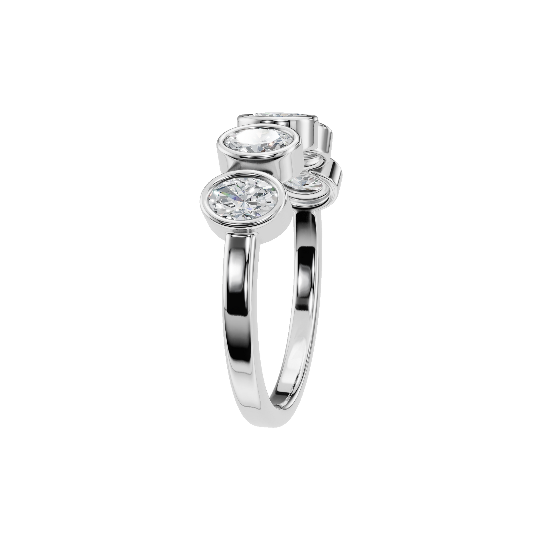 Bezel Set Oval Lab Created Diamond Wedding Band