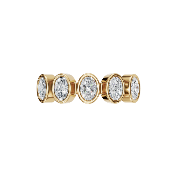 Minimalist Oval Diamond Bezel Set Gold Ring in 14K Yellow Gold