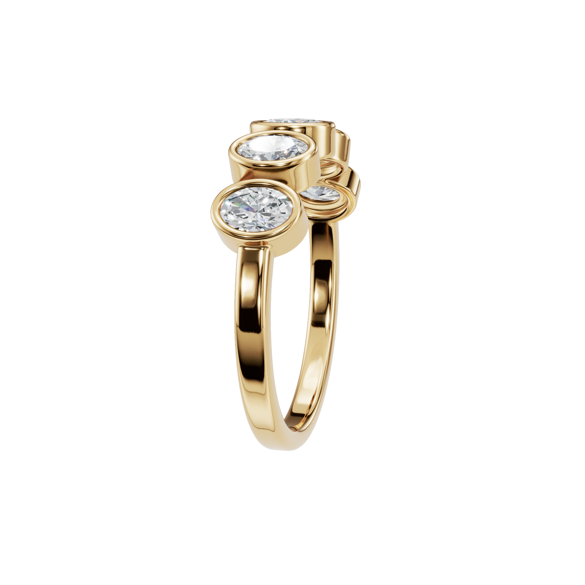 Minimalist 0.79 CTW Oval Diamond Bezel Set Gold Ring in 14K Yellow Gold
